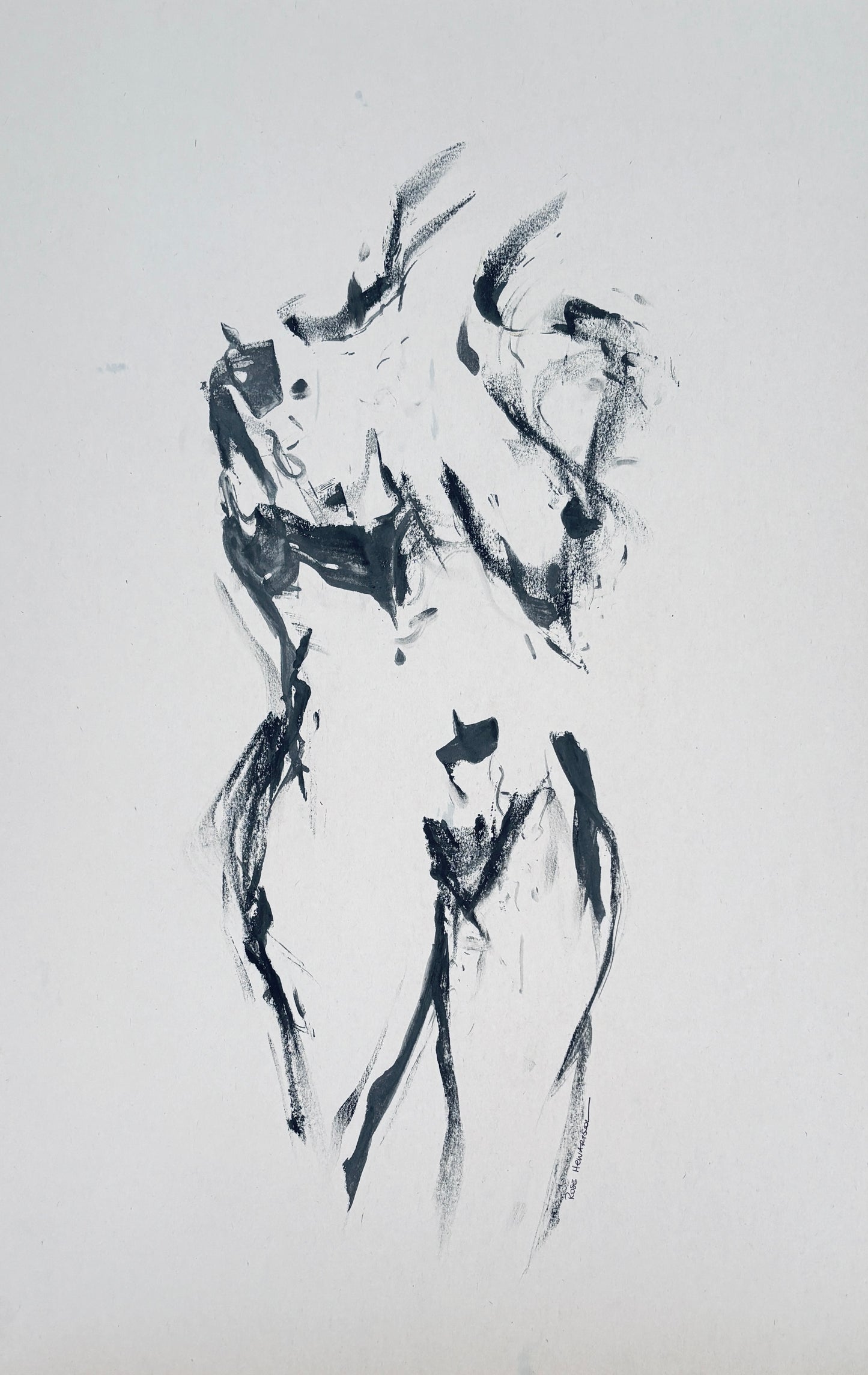 Female Figure No 2 - by Australian Artist Rose Hewartson Original Abstract Figure Drawing on Paper