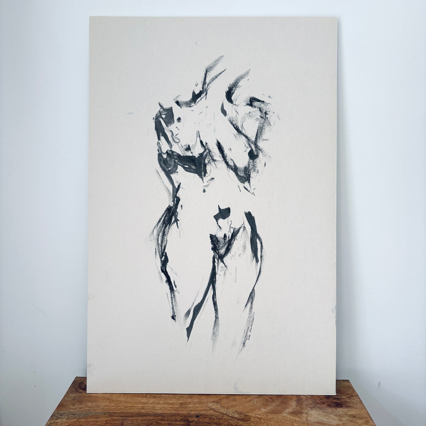 Female Figure No 2 - by Australian Artist Rose Hewartson Original Abstract Figure Drawing on Paper