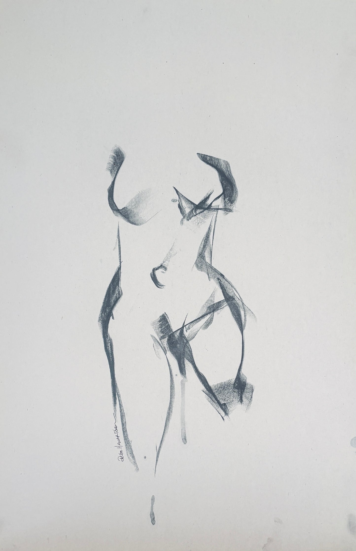 Female Figure No 4 - by Australian Artist Rose Hewartson Original Abstract Figure Drawing on Paper