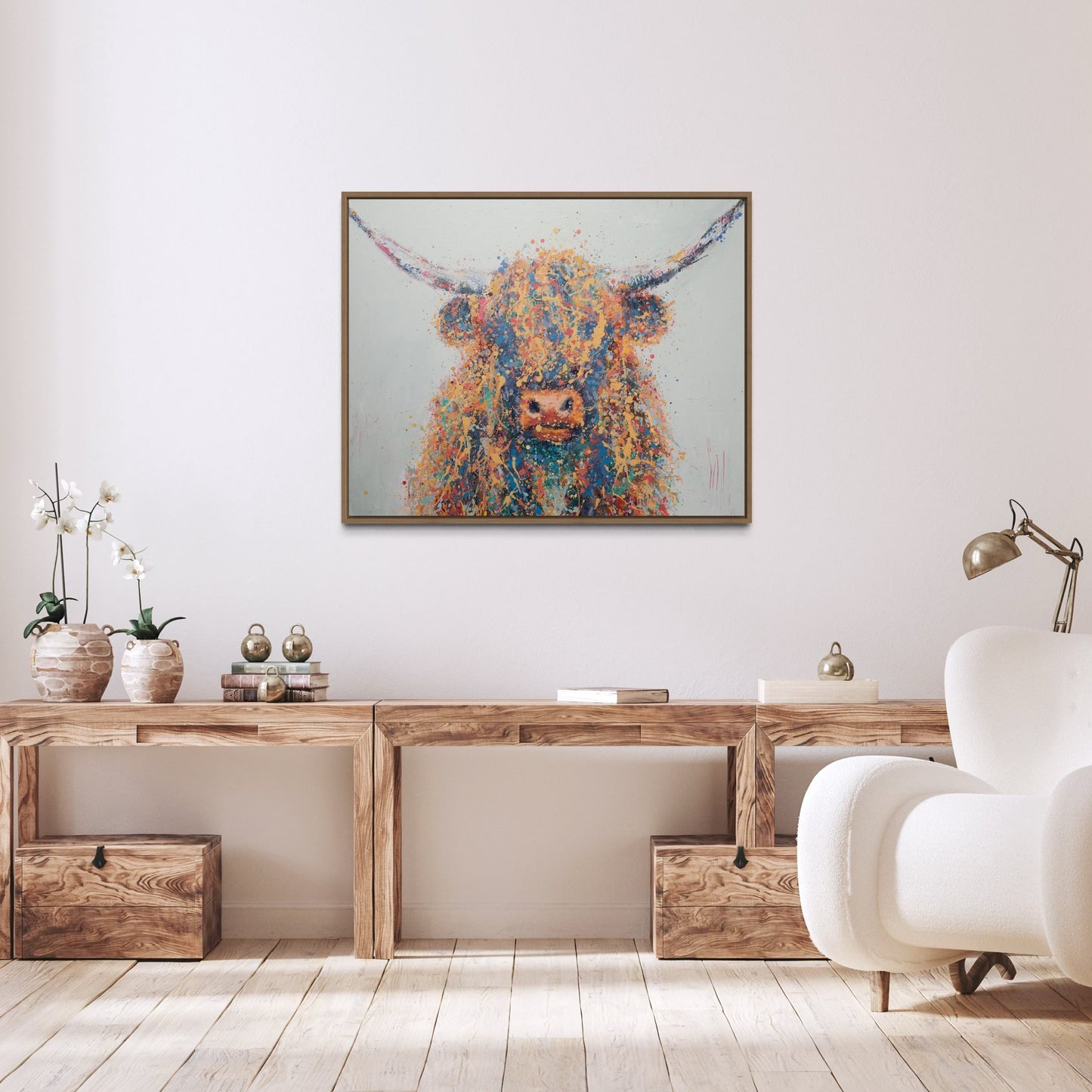 Fergus - Abstract Cowl by Australian Artist Rose Hewartson Original Abstract Painting on Canvas Framed 99x123 cm Statement Piece