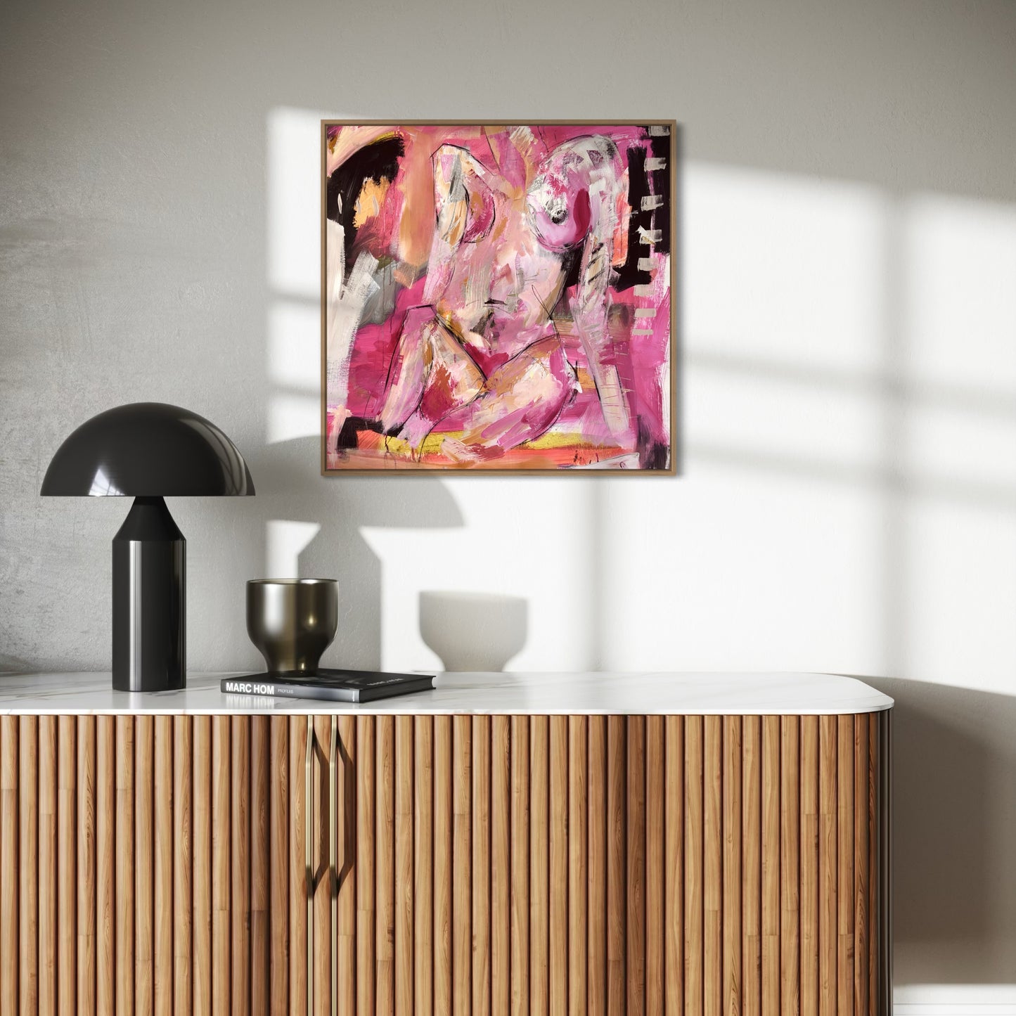 Soul Fire - by Australian Artist Rose Hewartson Original Figurative Abstract Painting on Canvas Framed 87 x 87 cm Statement Piece