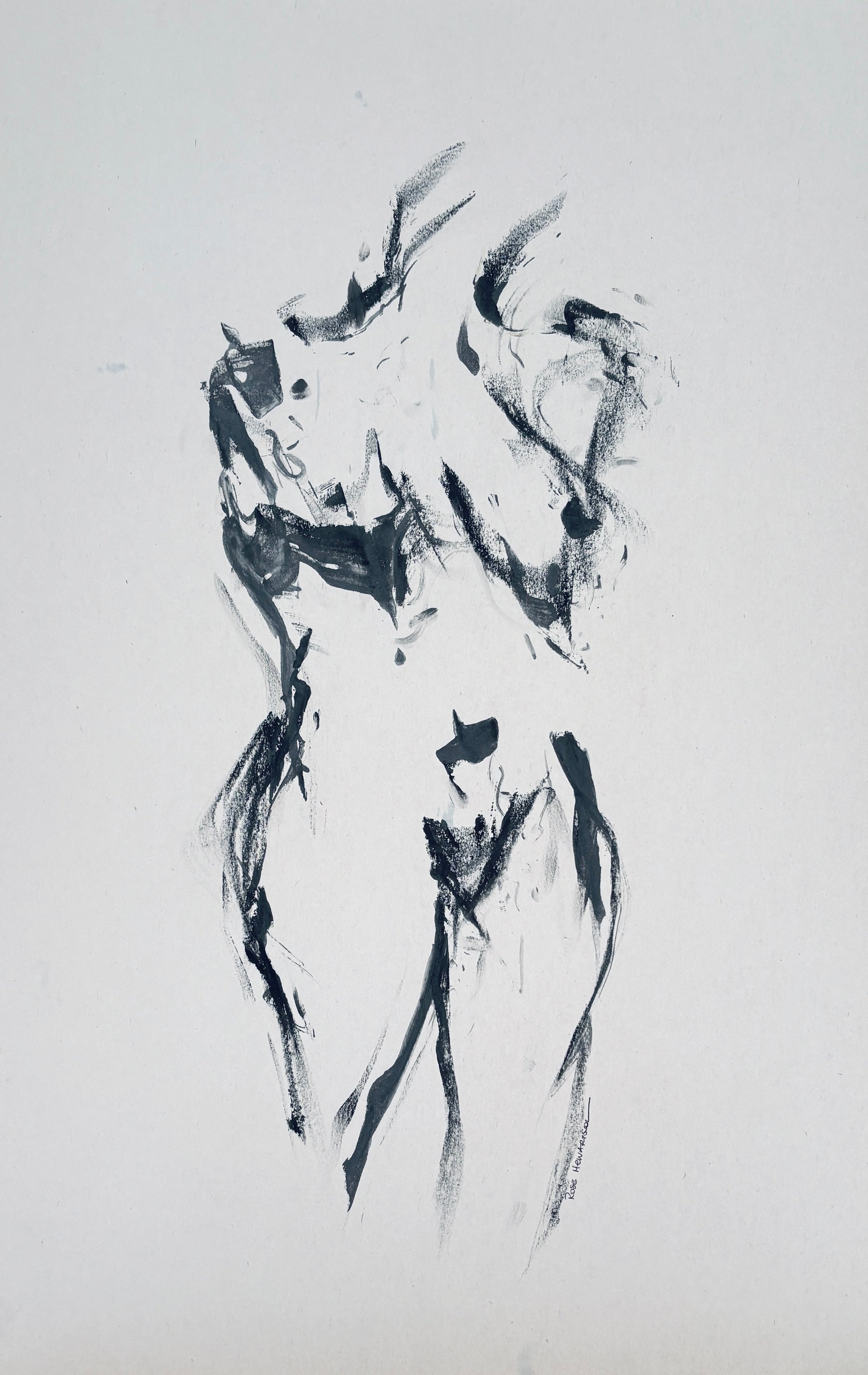 Female Figure No 2  - by Australian Artist Rose Hewartson Original Abstract Figure Drawing on Paper