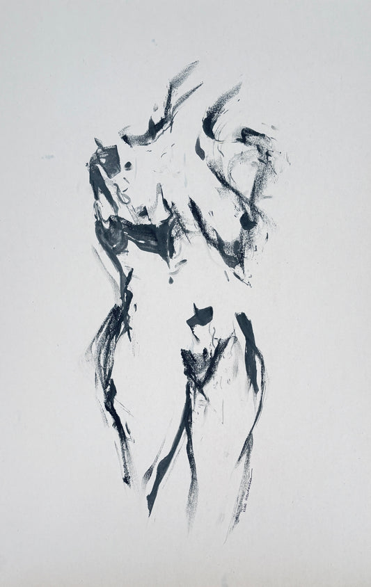 Female Figure No 2  - by Australian Artist Rose Hewartson Original Abstract Figure Drawing on Paper