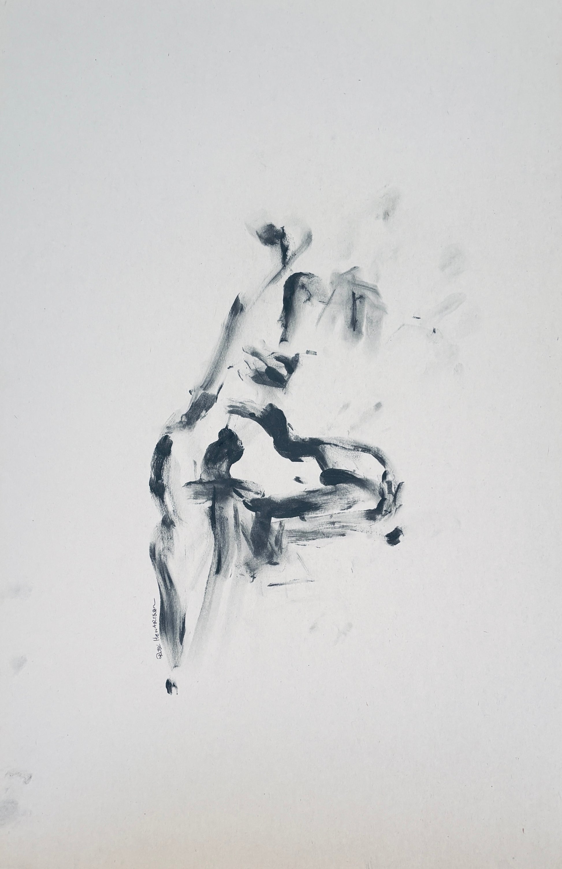 Female Figure No 3   - by Australian Artist Rose Hewartson Original Abstract Figure Drawing on Paper