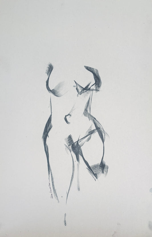 Female Figure No 4   - by Australian Artist Rose Hewartson Original Abstract Figure Drawing on Paper