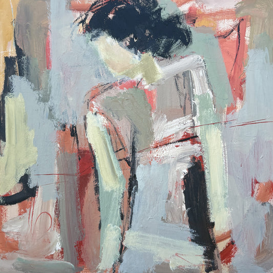 All That I Am - Abstract figurative portrait of woman, art by Australian Artist Rose Hewartson Original Abstract Painting on Canvas Framed 83x83 cm Statement Piece