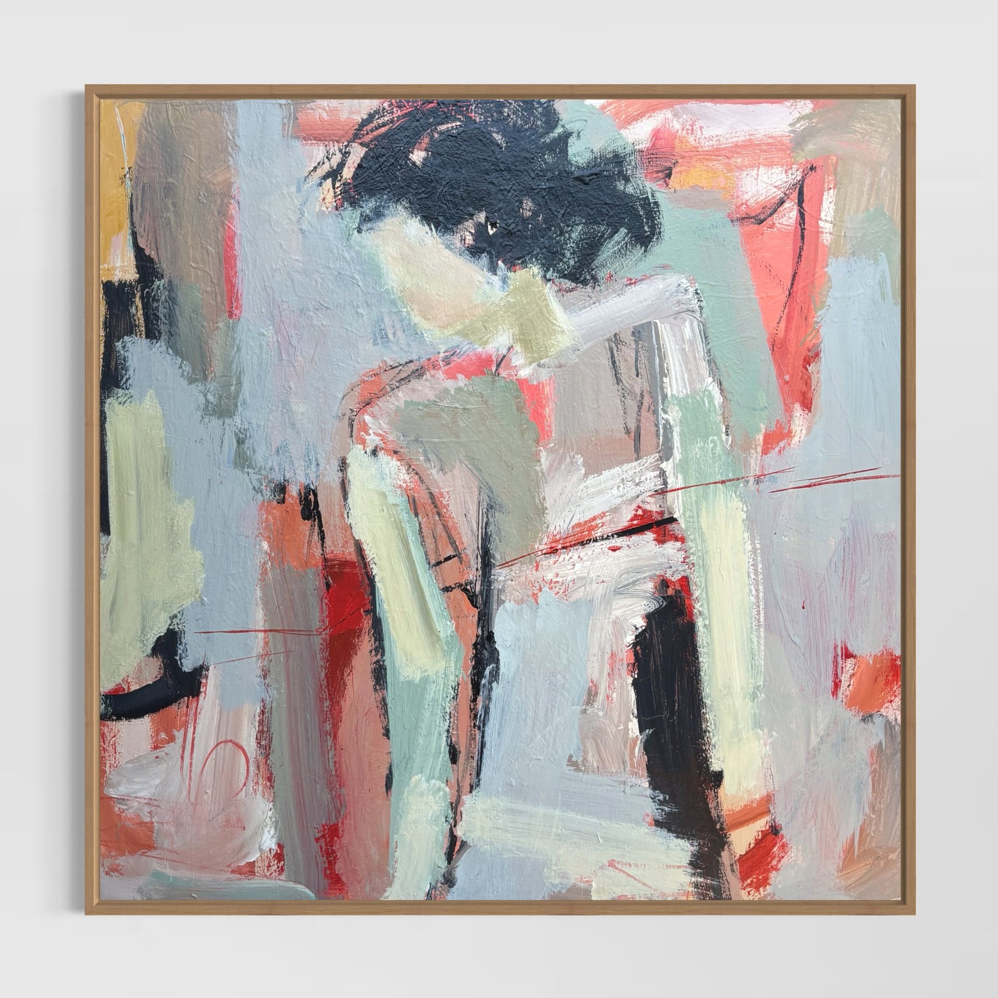 All That I Am - Abstract figurative portrait of woman, art by Australian Artist Rose Hewartson Original Abstract Painting on Canvas Framed 83x83 cm Statement Piece