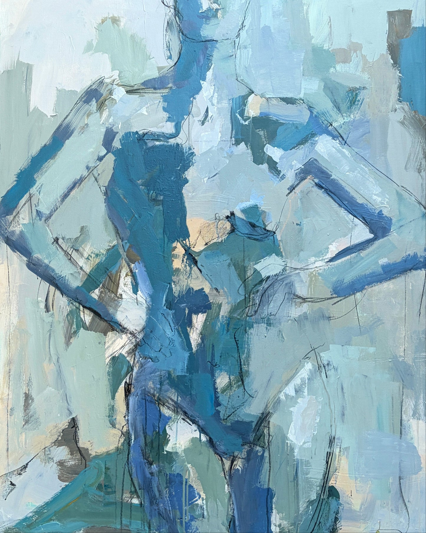 Audacious  - Abstract figurative portrait of woman, art by Australian Artist Rose Hewartson Original Abstract Painting on Canvas Framed 99x123 cm Statement Piece