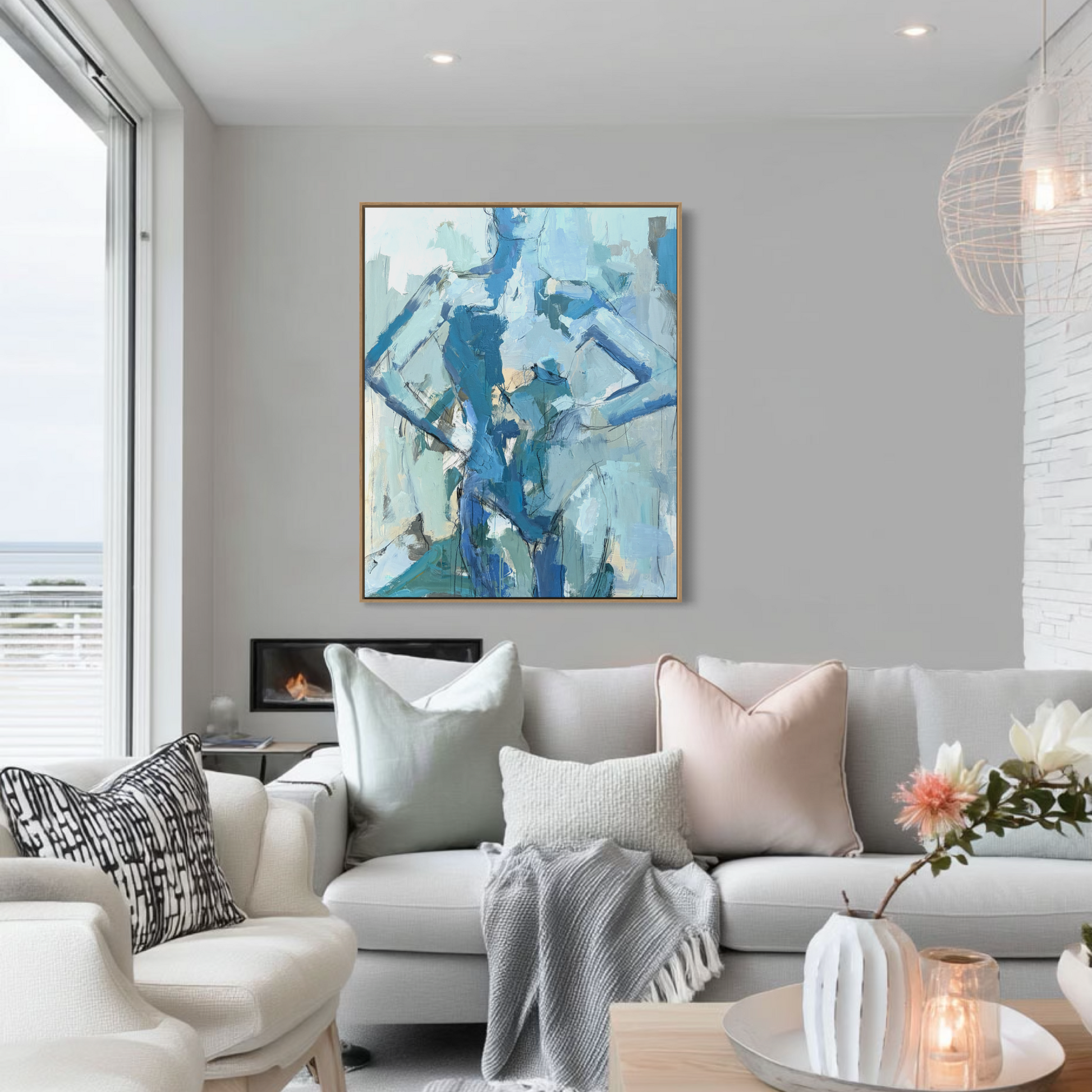 Audacious  - Abstract figurative portrait of woman, art by Australian Artist Rose Hewartson Original Abstract Painting on Canvas Framed 99x123 cm Statement Piece