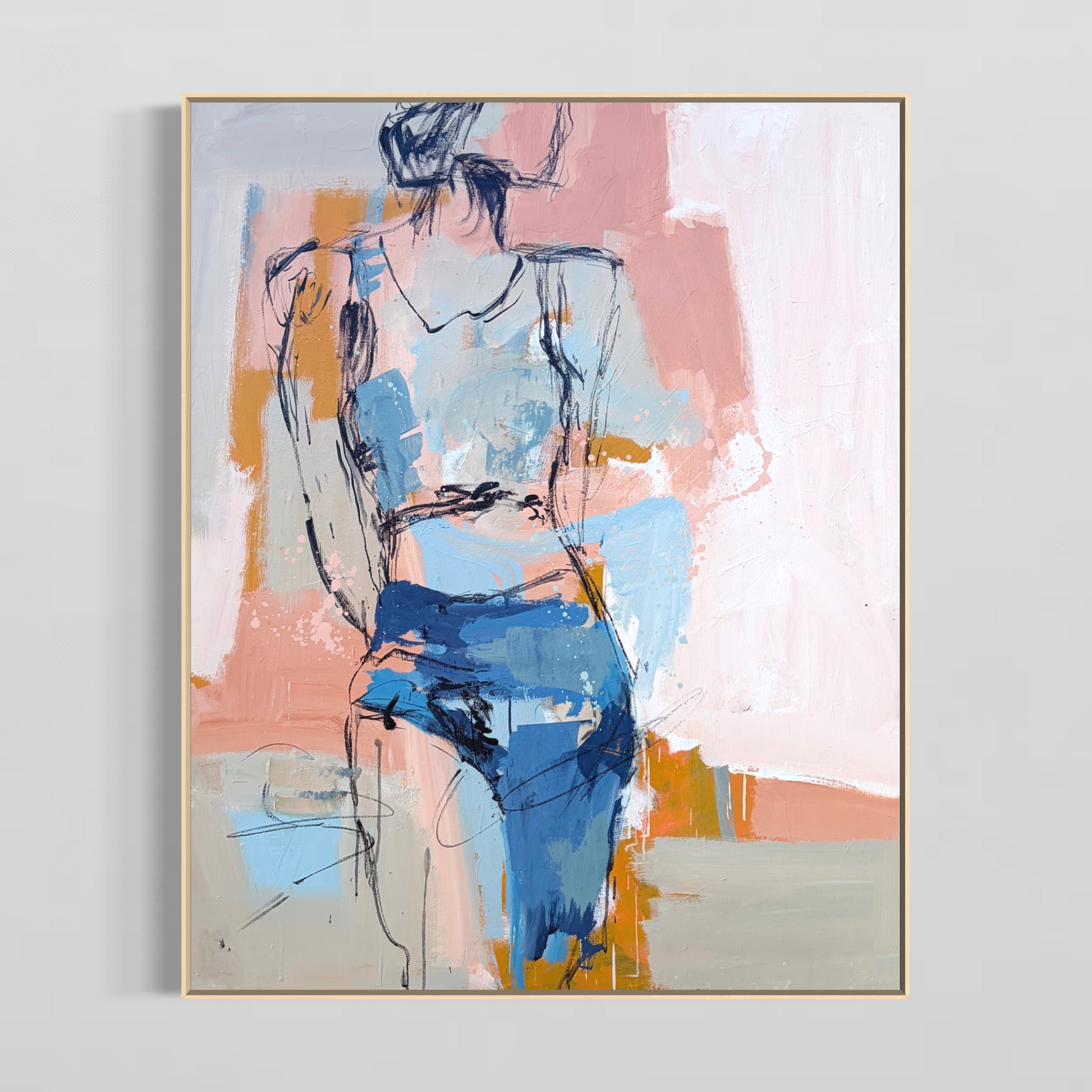 Be Your Own Hero - Abstract figurative portrait of woman, art by Australian Artist Rose Hewartson Original Abstract Painting on Canvas Framed 99x123 cm Statement Piece