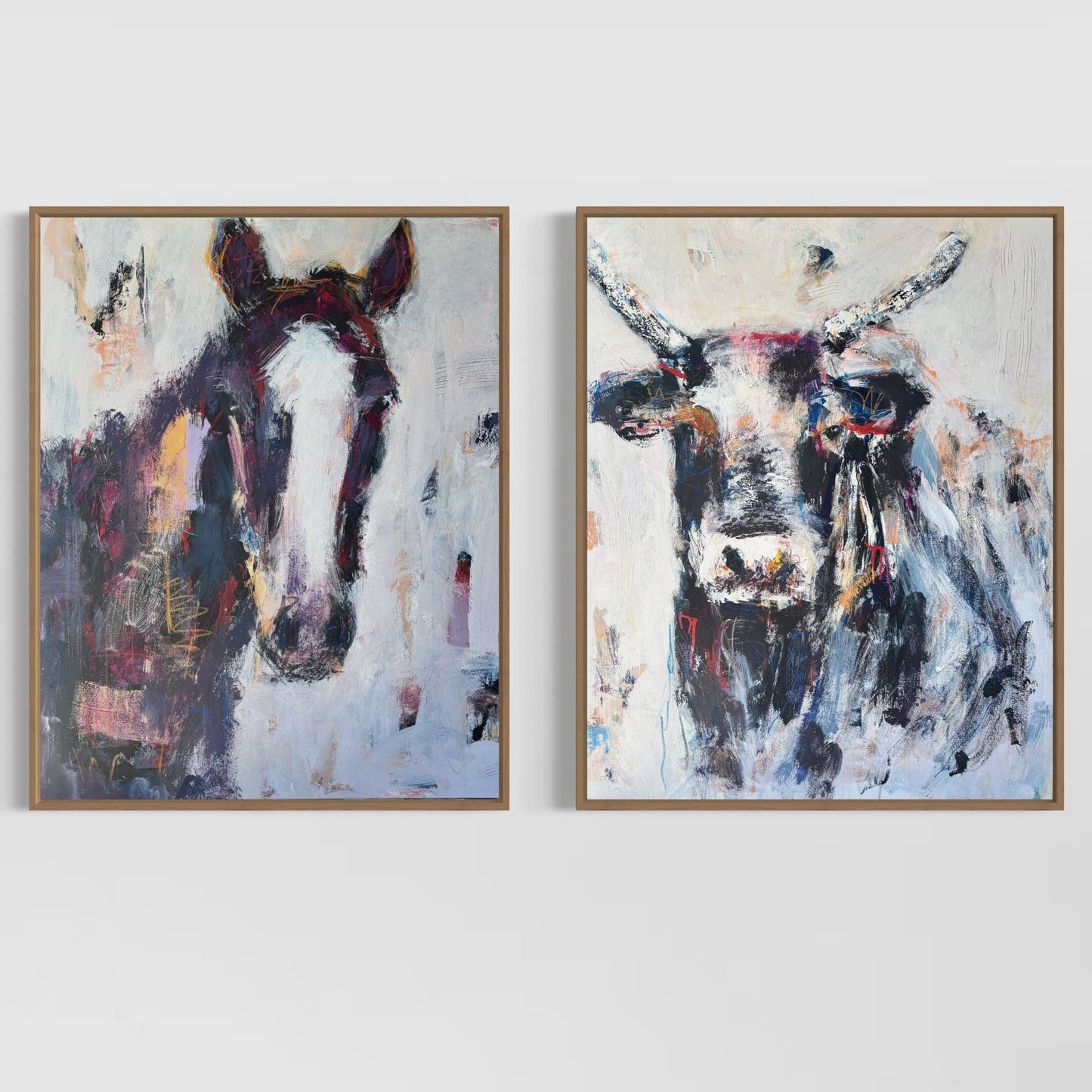 Spirit- Abstract Horse by Australian Artist Rose Hewartson Original Abstract Painting on Canvas Framed 99x123 cm Statement Piece