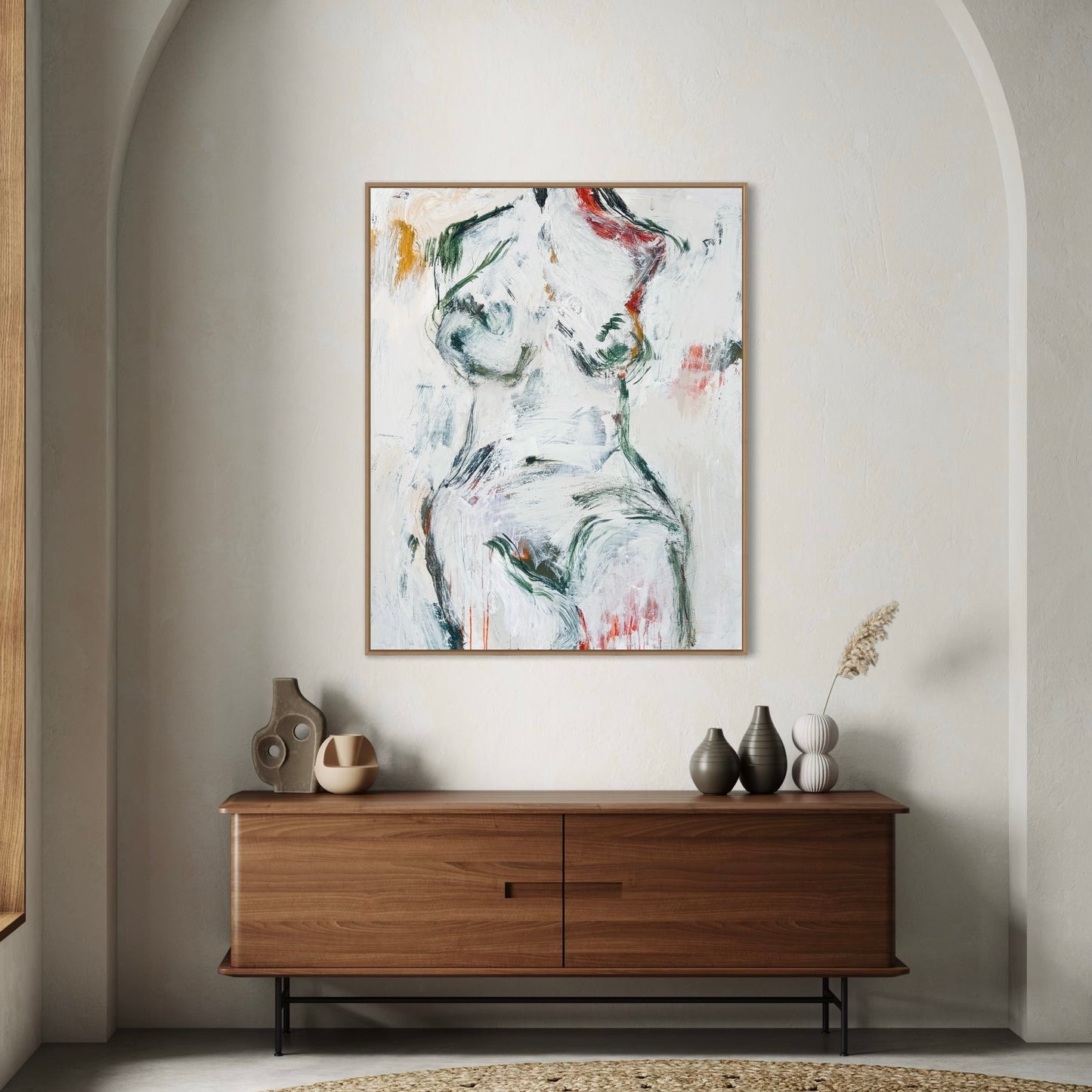 Born Untamed - Abstract figurative portrait of woman, art by Australian Artist Rose Hewartson Original Abstract Painting on Canvas Framed 99x123 cm Statement Piece