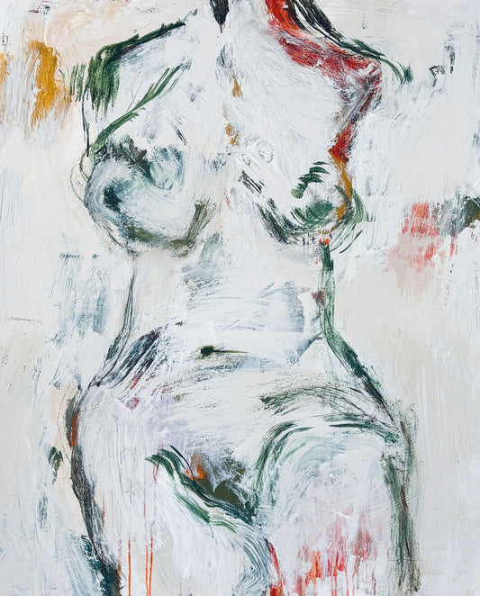 Born Untamed - Abstract figurative portrait of woman, art by Australian Artist Rose Hewartson Original Abstract Painting on Canvas Framed 99x123 cm Statement Piece