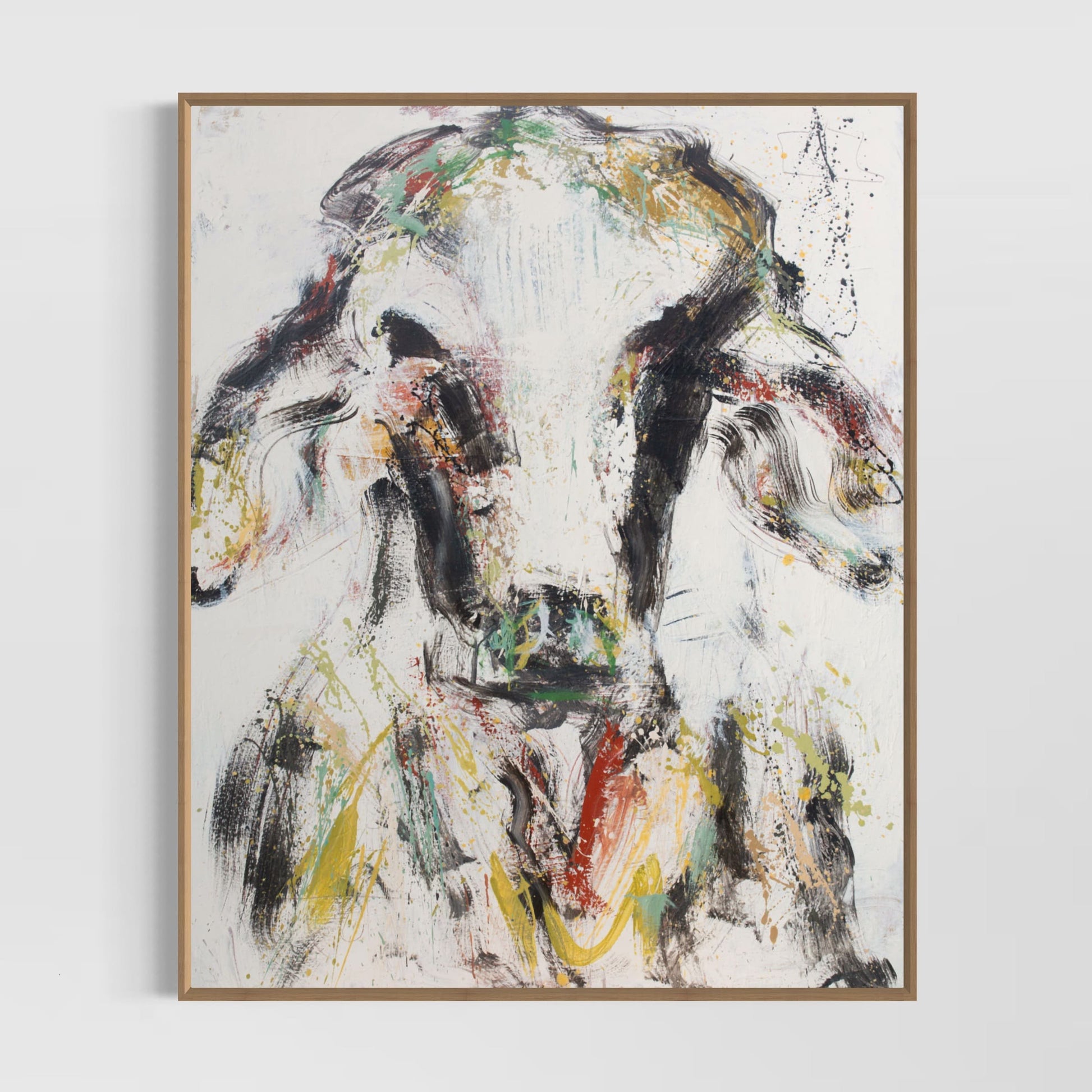 Clover - Canvas Framed 96x123 cm Abstract Cow Statement Piece by Australian Artist Rose Hewartson