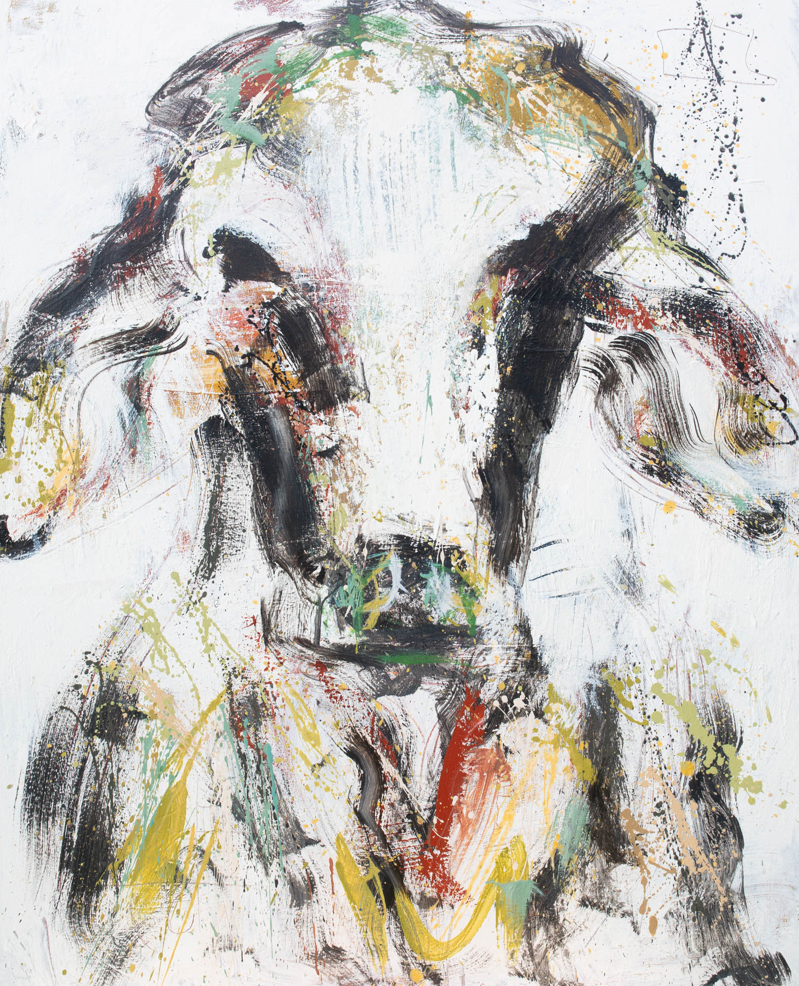 Clover - Canvas Framed 96x123 cm Abstract Cow Statement Piece by Australian Artist Rose Hewartson