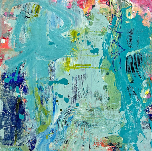 Colour Outside The Lines  - by Australian Artist Rose Hewartson Original Abstract Painting on Canvas Framed Statement Piece