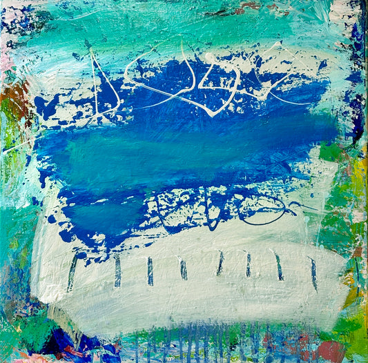 Cosmic Doodles - by Australian Artist Rose Hewartson Original Abstract Painting on Canvas Framed Statement Piece
