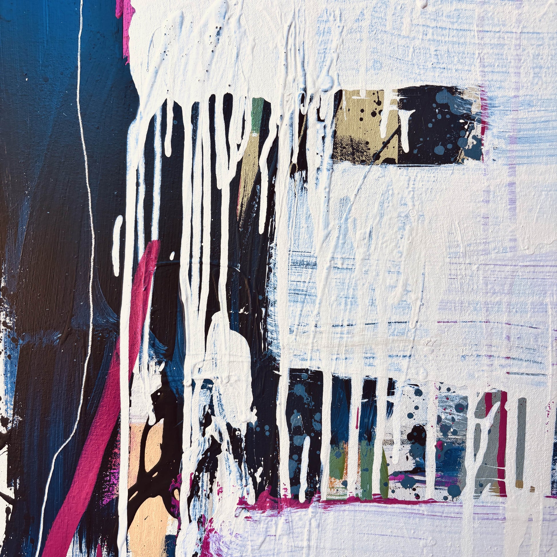 Edges - by Australian Artist Rose Hewartson Original Abstract Painting on Canvas Framed Statement Piece