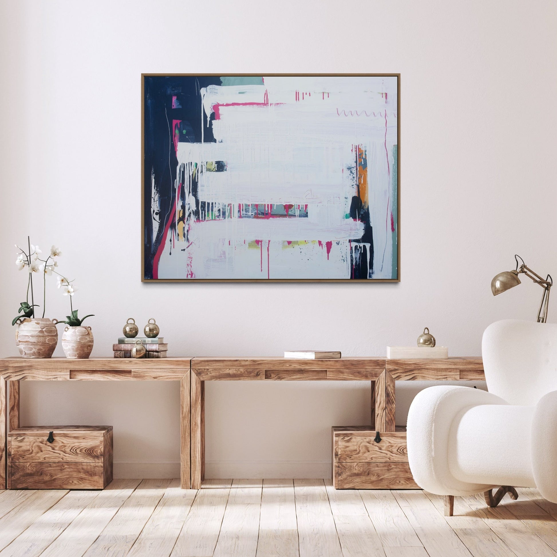 Edges - by Australian Artist Rose Hewartson Original Abstract Painting on Canvas Framed Statement Piece