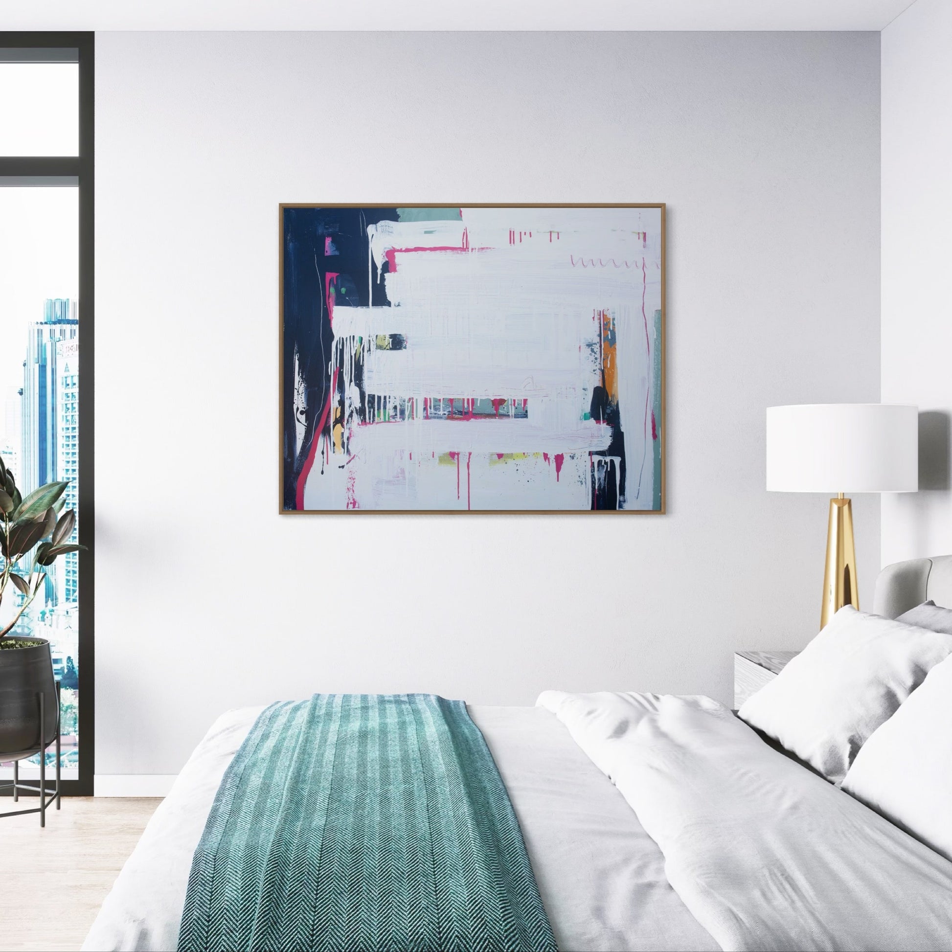 Edges - by Australian Artist Rose Hewartson Original Abstract Painting on Canvas Framed Statement Piece