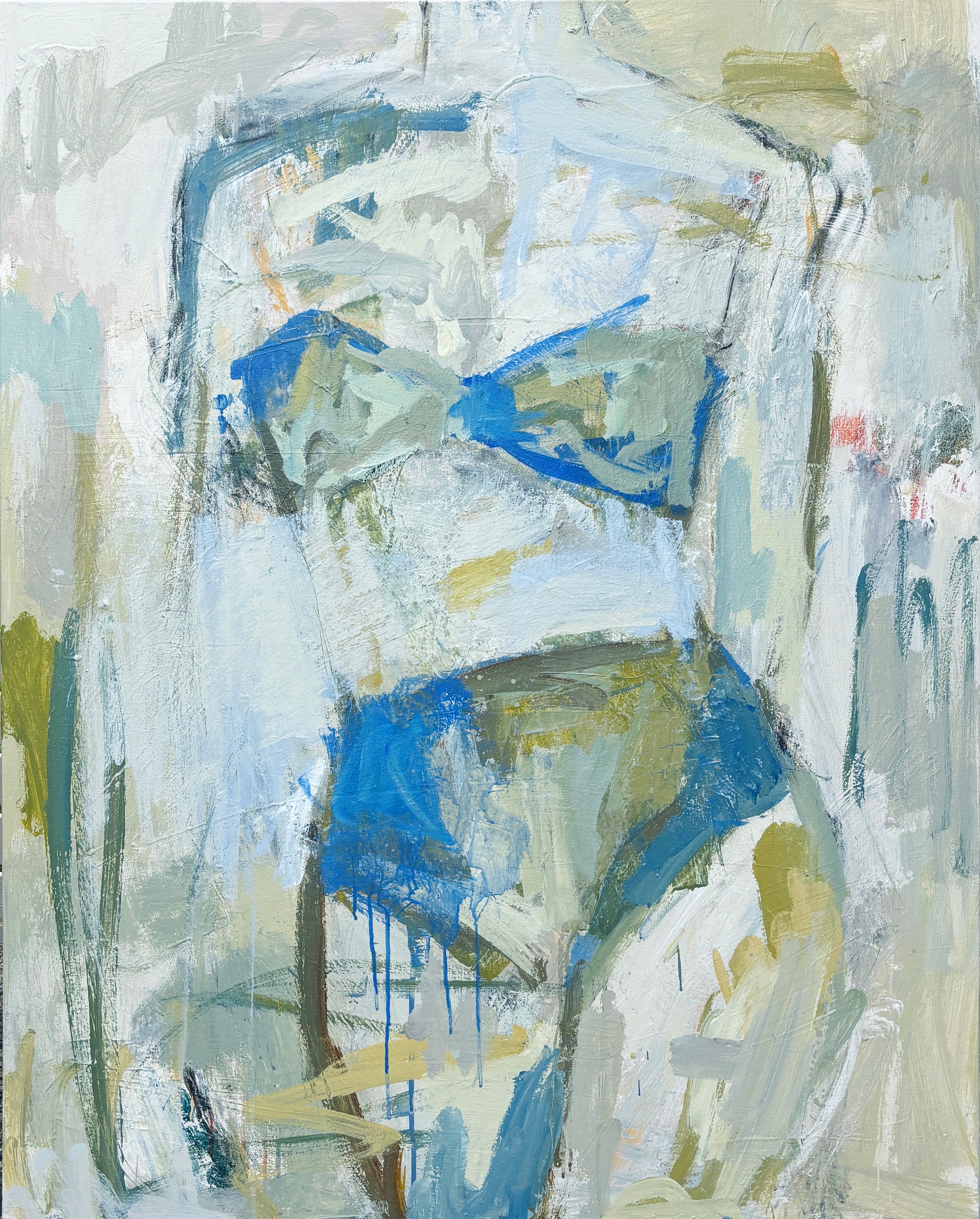 Free Spirit- Abstract figurative portrait of woman, art by Australian Artist Rose Hewartson Original Abstract Painting on Canvas Framed 99x123 cm Statement Piece