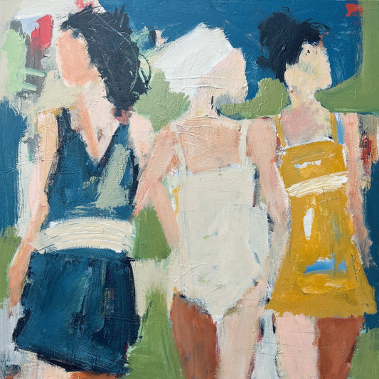 Solidarity- Abstract figurative portrait of woman, art by Australian Artist Rose Hewartson Original Abstract Painting on Canvas Framed 99x123 cm Statement Piece