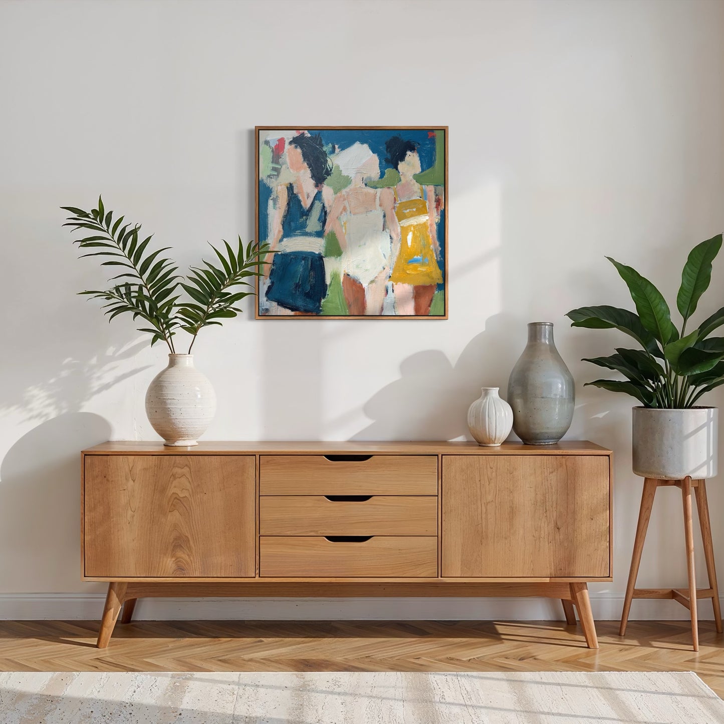 Solidarity- Abstract figurative portrait of woman, art by Australian Artist Rose Hewartson Original Abstract Painting on Canvas Framed 99x123 cm Statement Piece