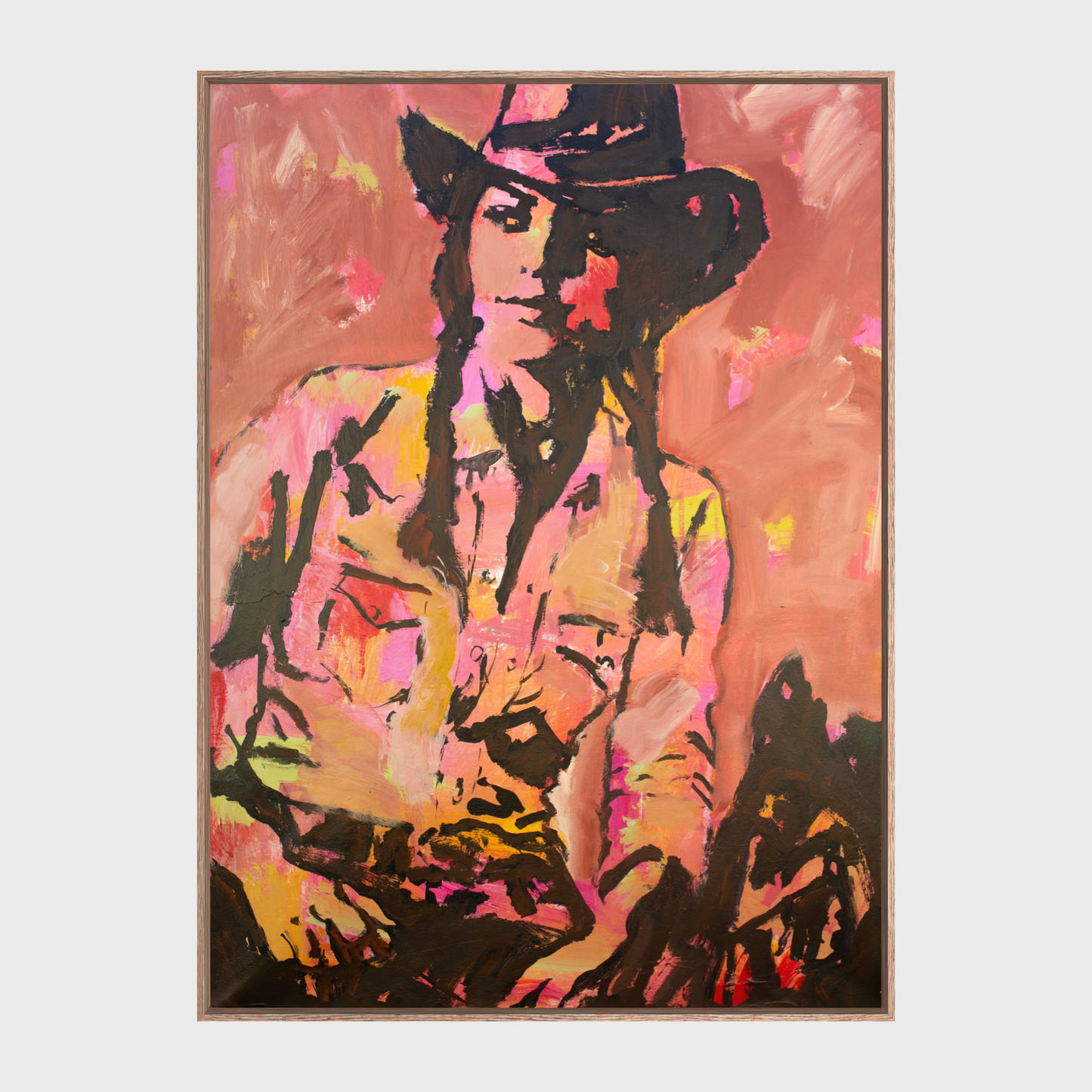 Full Tilt  - Abstract figurative portrait of cowgirl, art by Australian Artist Rose Hewartson Original Abstract Painting on Canvas Framed, Statement Piece