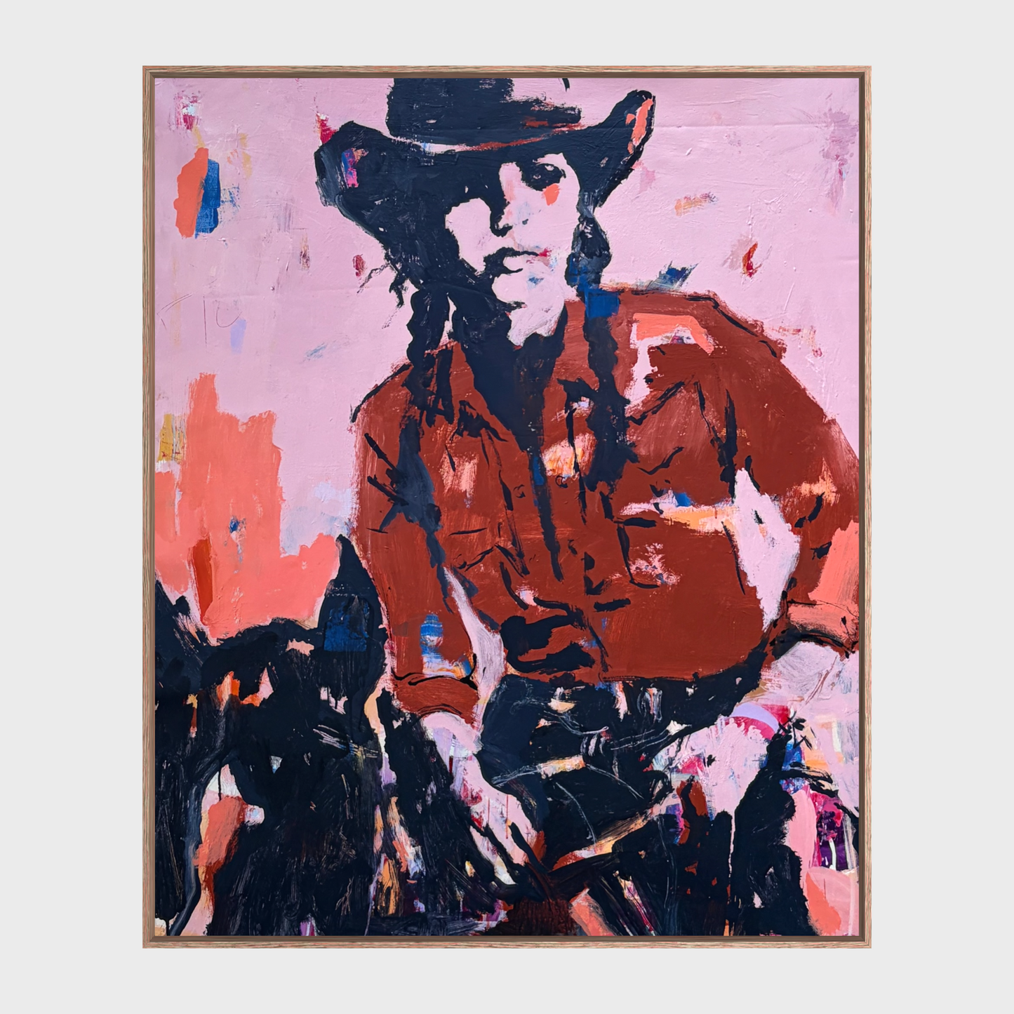 Outspoken   - Abstract figurative portrait of cowgirl, art by Australian Artist Rose Hewartson Original Abstract Painting on Canvas Framed, Statement Piece