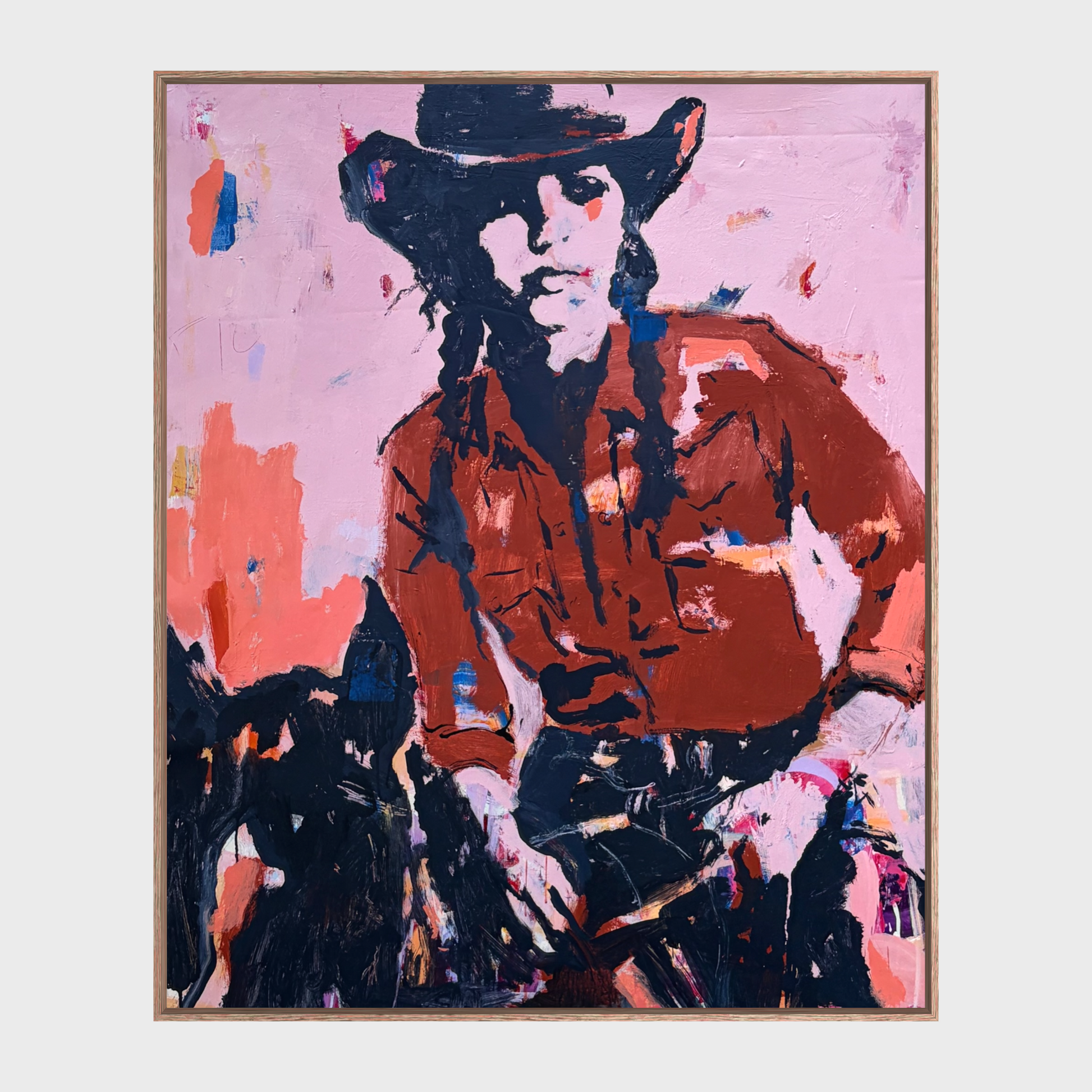 Outspoken   - Abstract figurative portrait of cowgirl, art by Australian Artist Rose Hewartson Original Abstract Painting on Canvas Framed, Statement Piece