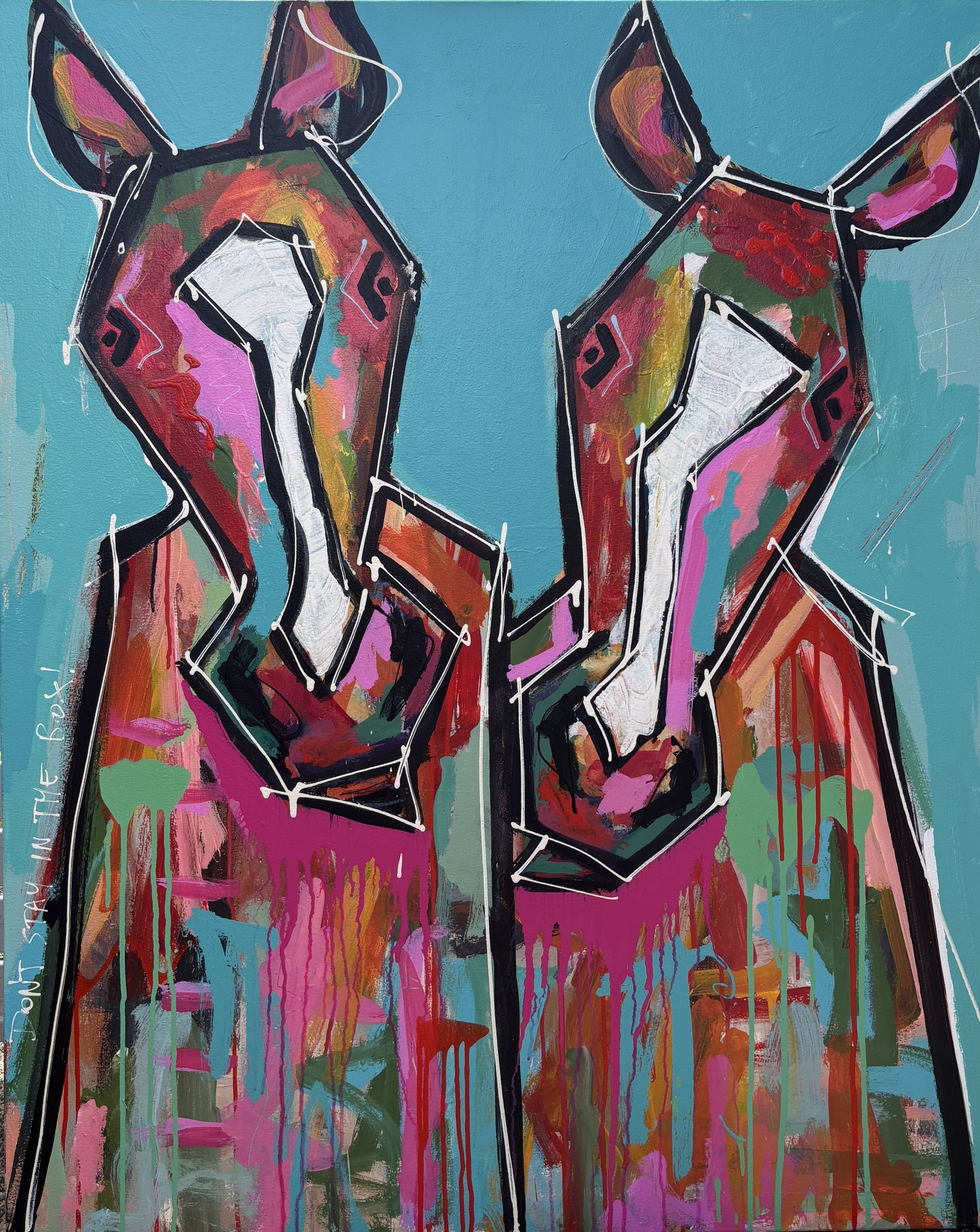 Life Is Better Together - Abstract Cow by Australian Artist Rose Hewartson Original Abstract Painting on Canvas Framed 99x123 cm Statement Piece