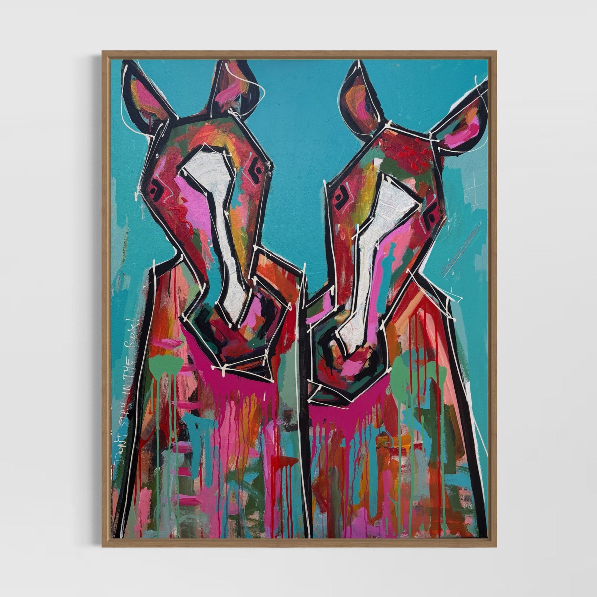 Life Is Better Together - Abstract Cow by Australian Artist Rose Hewartson Original Abstract Painting on Canvas Framed 99x123 cm Statement Piece