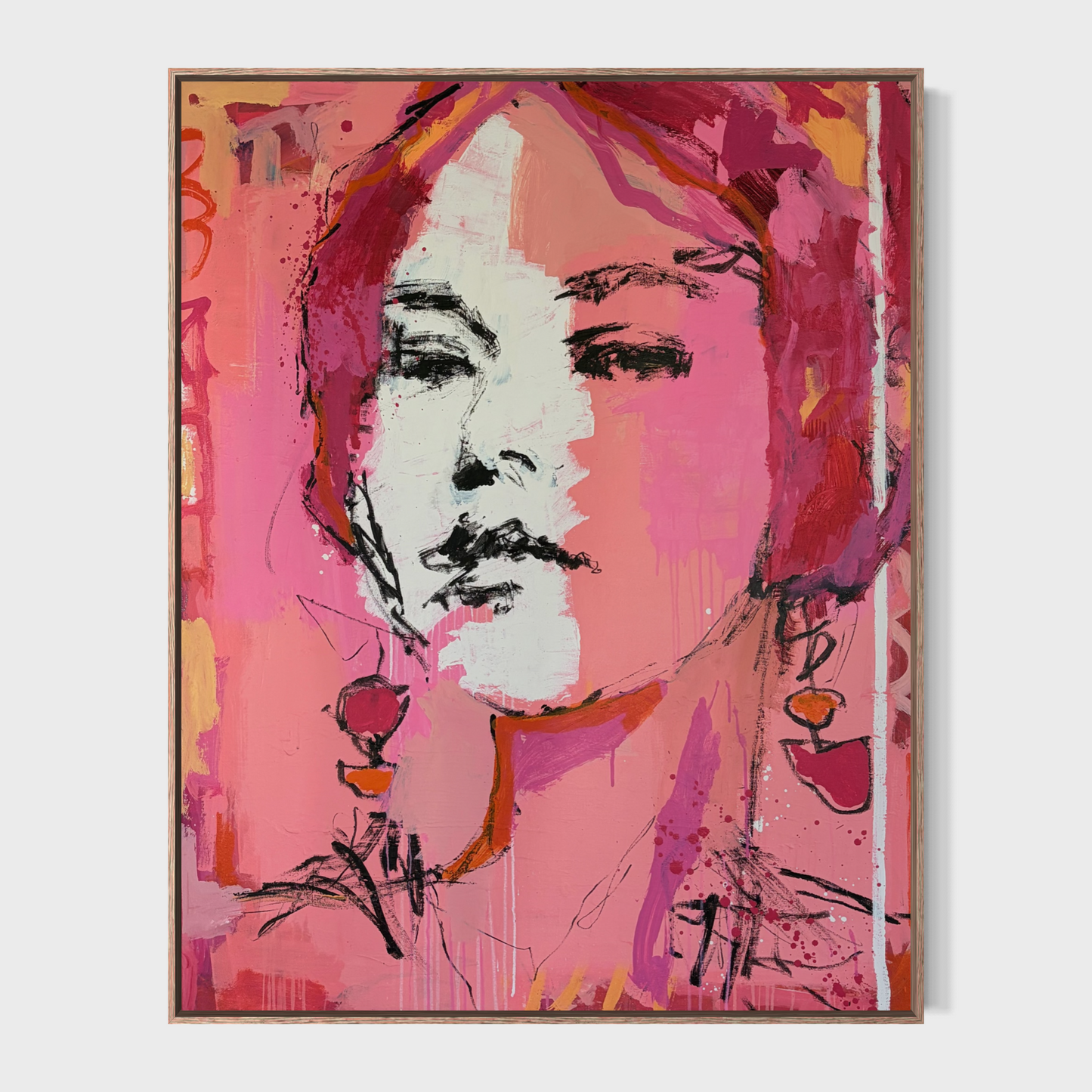 Matilda- Abstract figurative portrait of woman's face, art by Australian Artist Rose Hewartson Original Abstract Painting on Canvas Framed 99x123 cm Statement Piece