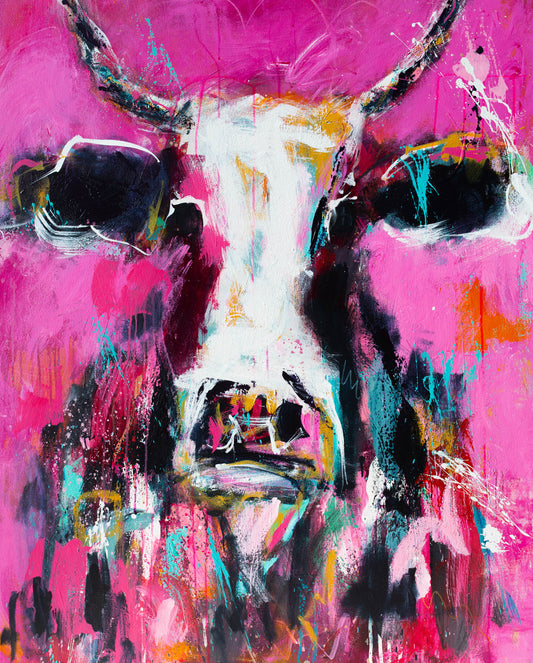 Maverick - by Australian Artist Rose Hewartson Original Abstract Cow Painting on Canvas Framed 96x123 cm Statement PieceMaverick - by Australian Artist Rose Hewartson Original Abstract Cow Painting on Canvas Framed 96x123 cm Statement Piece