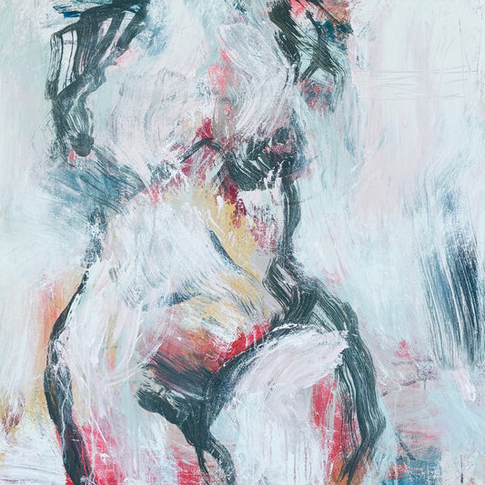 Metamorphisis - Abstract figurative portrait of woman, art by Australian Artist Rose Hewartson Original Abstract Painting on Canvas Framed 99x123 cm Statement Piece