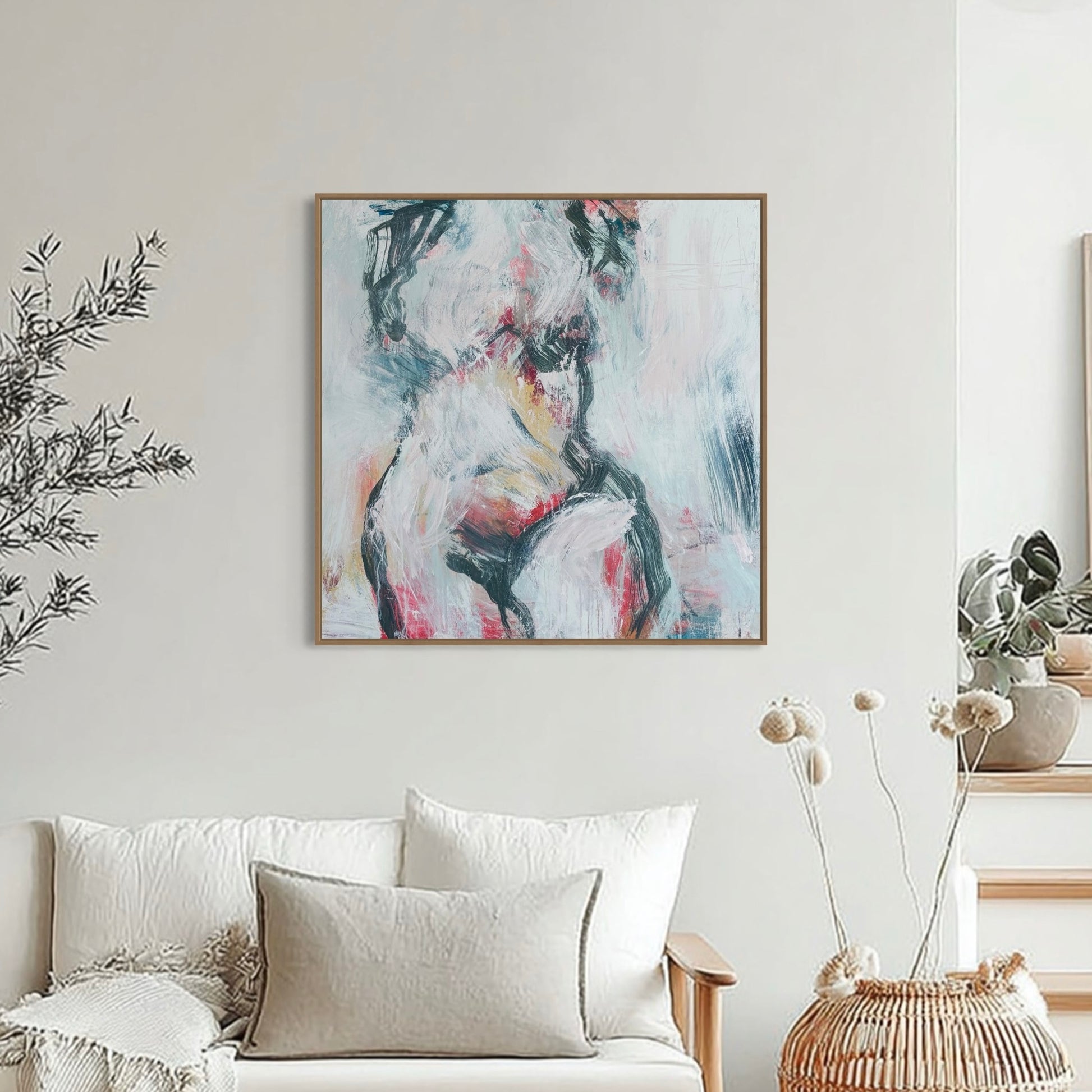 Metamorphisis - Abstract figurative portrait of woman, art by Australian Artist Rose Hewartson Original Abstract Painting on Canvas Framed 99x123 cm Statement Piece
