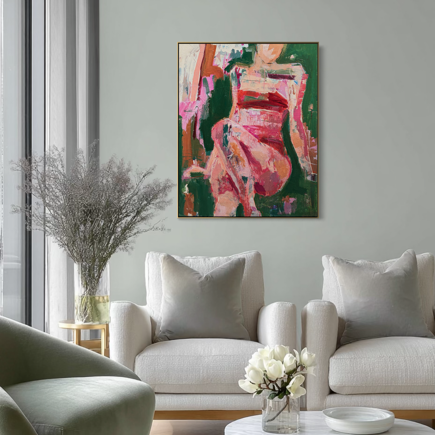 Never To Be Underestimated- Abstract figurative portrait of woman, art by Australian Artist Rose Hewartson Original Abstract Painting on Canvas Framed 99x123 cm Statement Piece