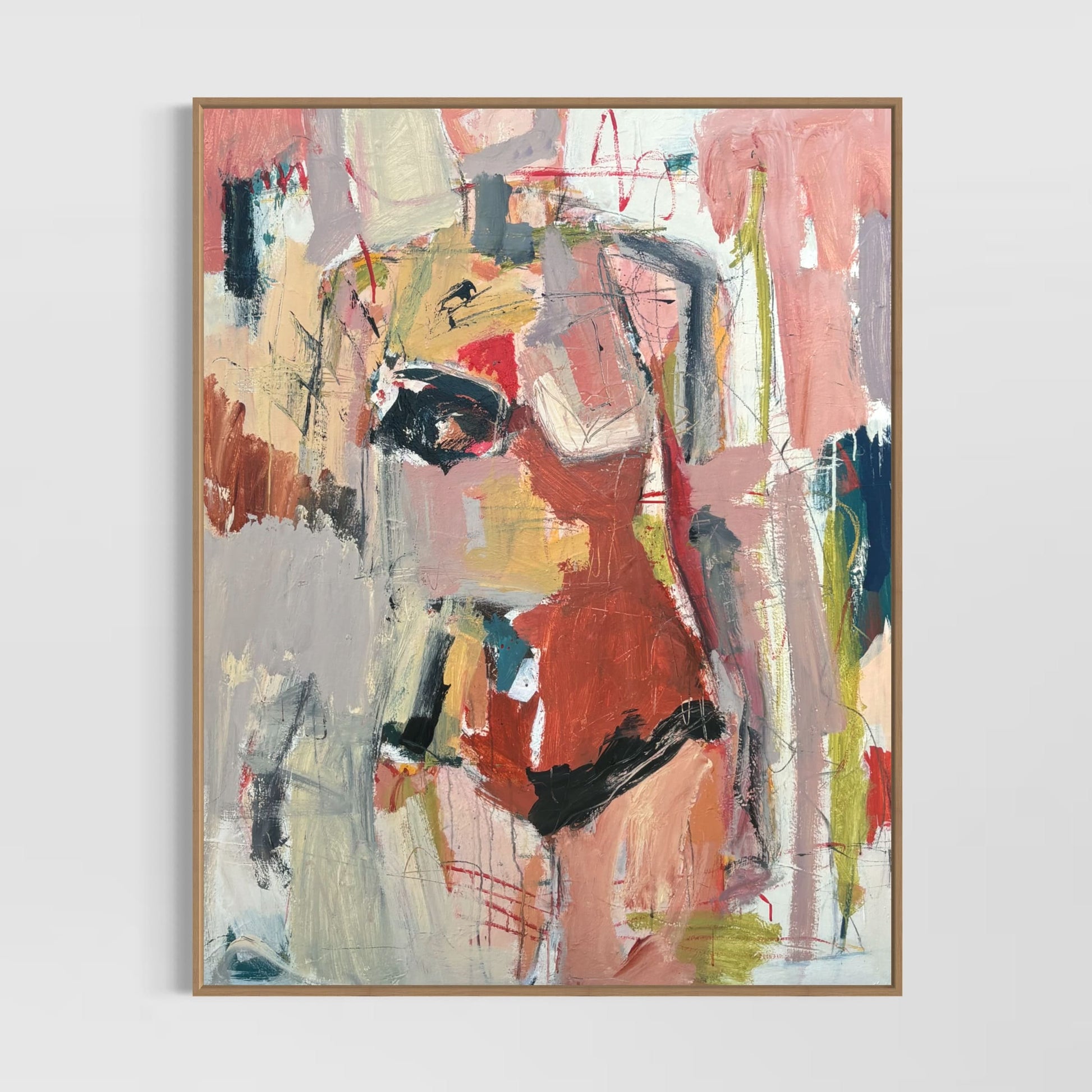 No Permission Needed  - Abstract figurative portrait of woman, art by Australian Artist Rose Hewartson Original Abstract Painting on Canvas Framed 99x123 cm Statement Piece