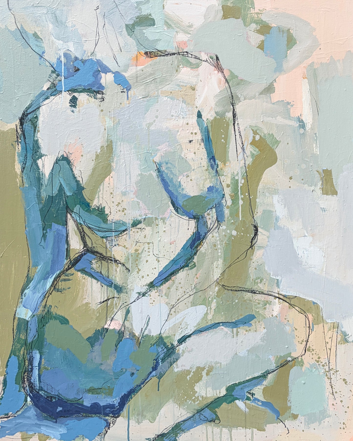 One And Only - Abstract figurative portrait of woman, art by Australian Artist Rose Hewartson Original Abstract Painting on Canvas Framed 99x123 cm Statement Piece