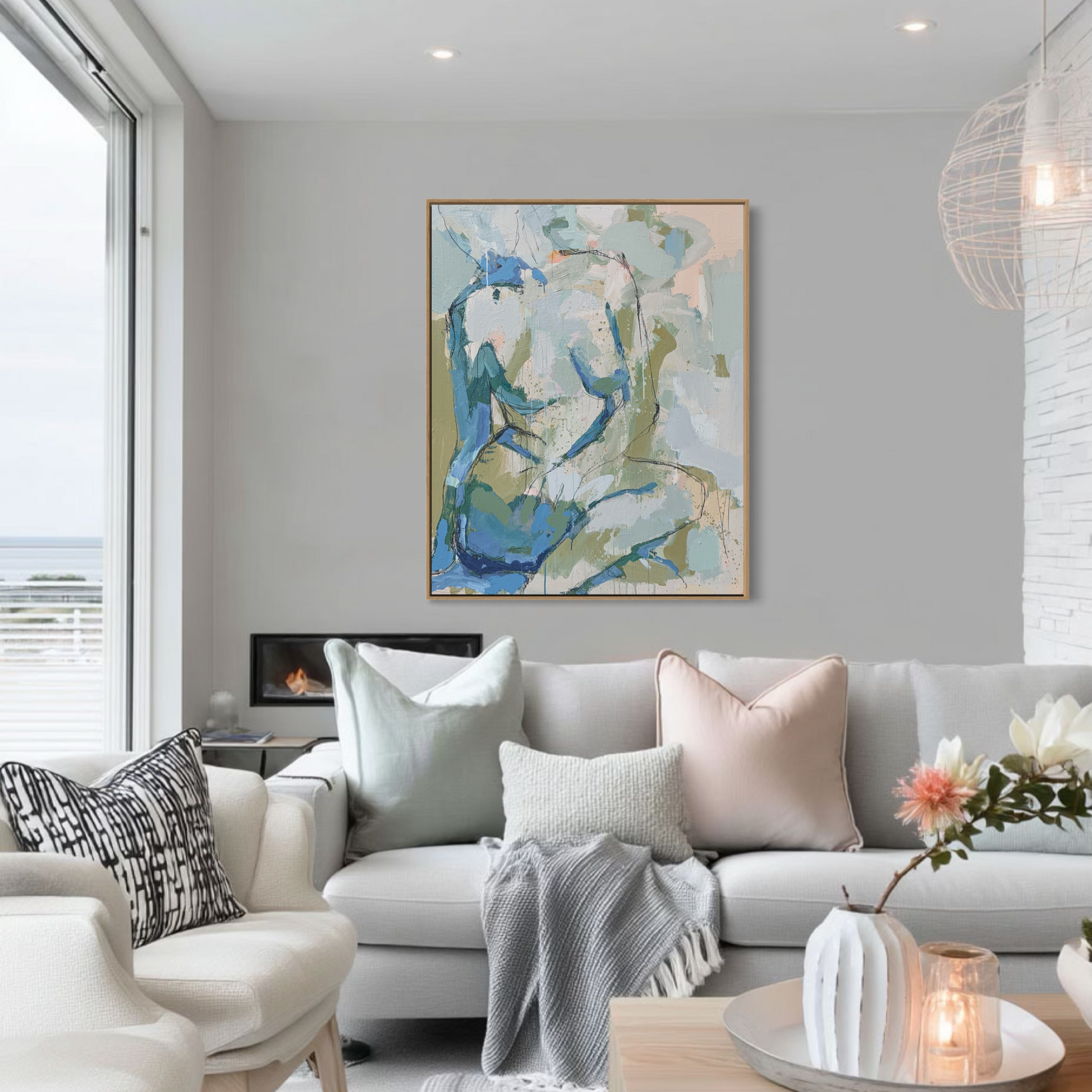 One And Only - Abstract figurative portrait of woman, art by Australian Artist Rose Hewartson Original Abstract Painting on Canvas Framed 99x123 cm Statement Piece