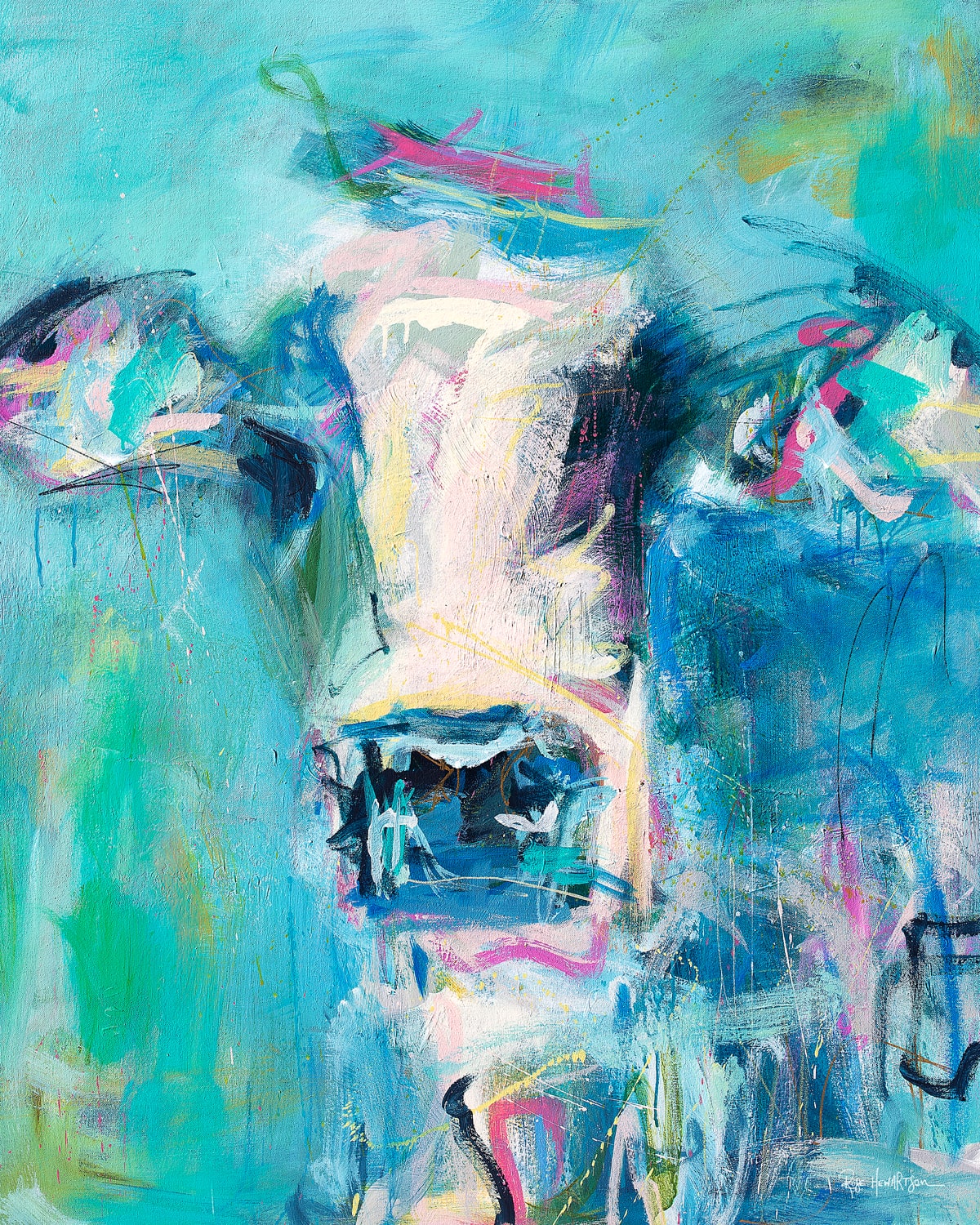 Priscilla - Cow - {Canvas Art Print} by Rose Hewartson Australian Artist