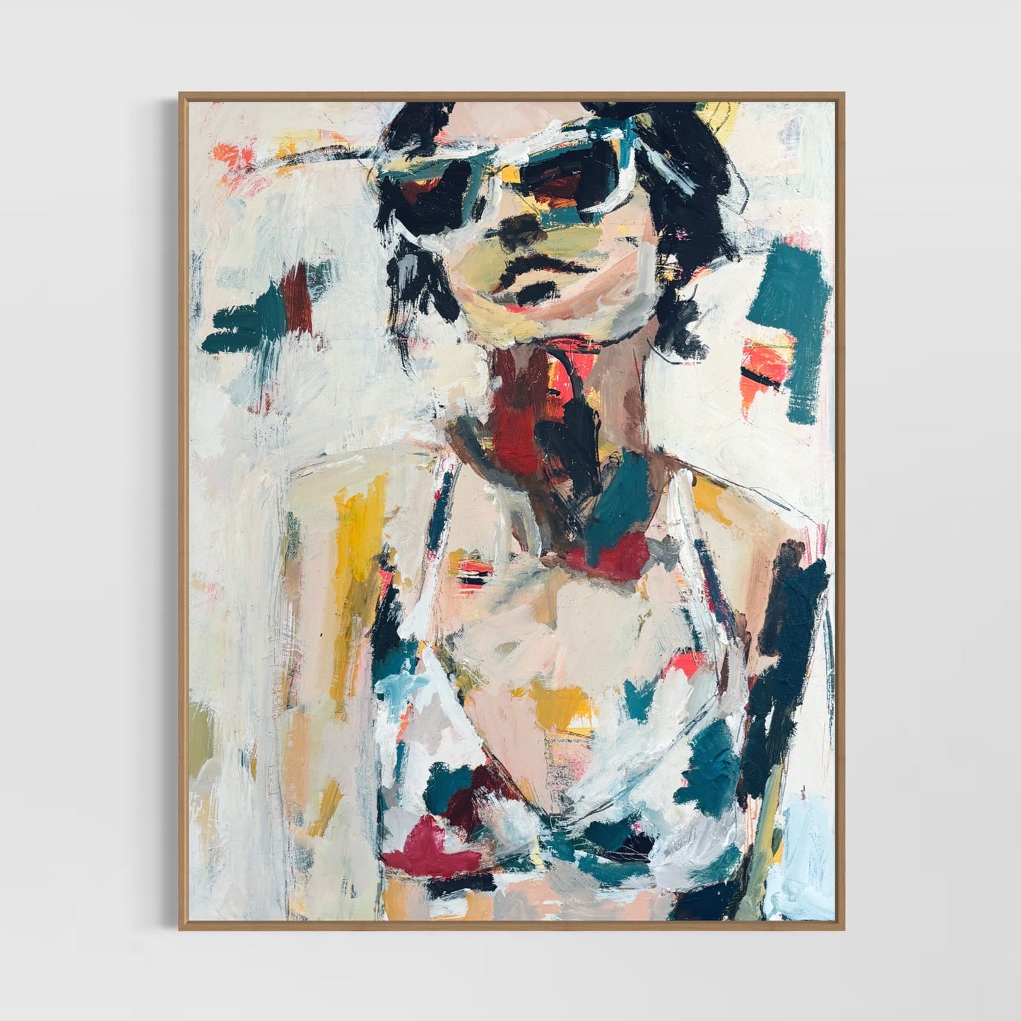 Selina - Abstract figurative portrait of woman, art by Australian Artist Rose Hewartson Original Abstract Painting on Canvas Framed 99x123 cm Statement Piece