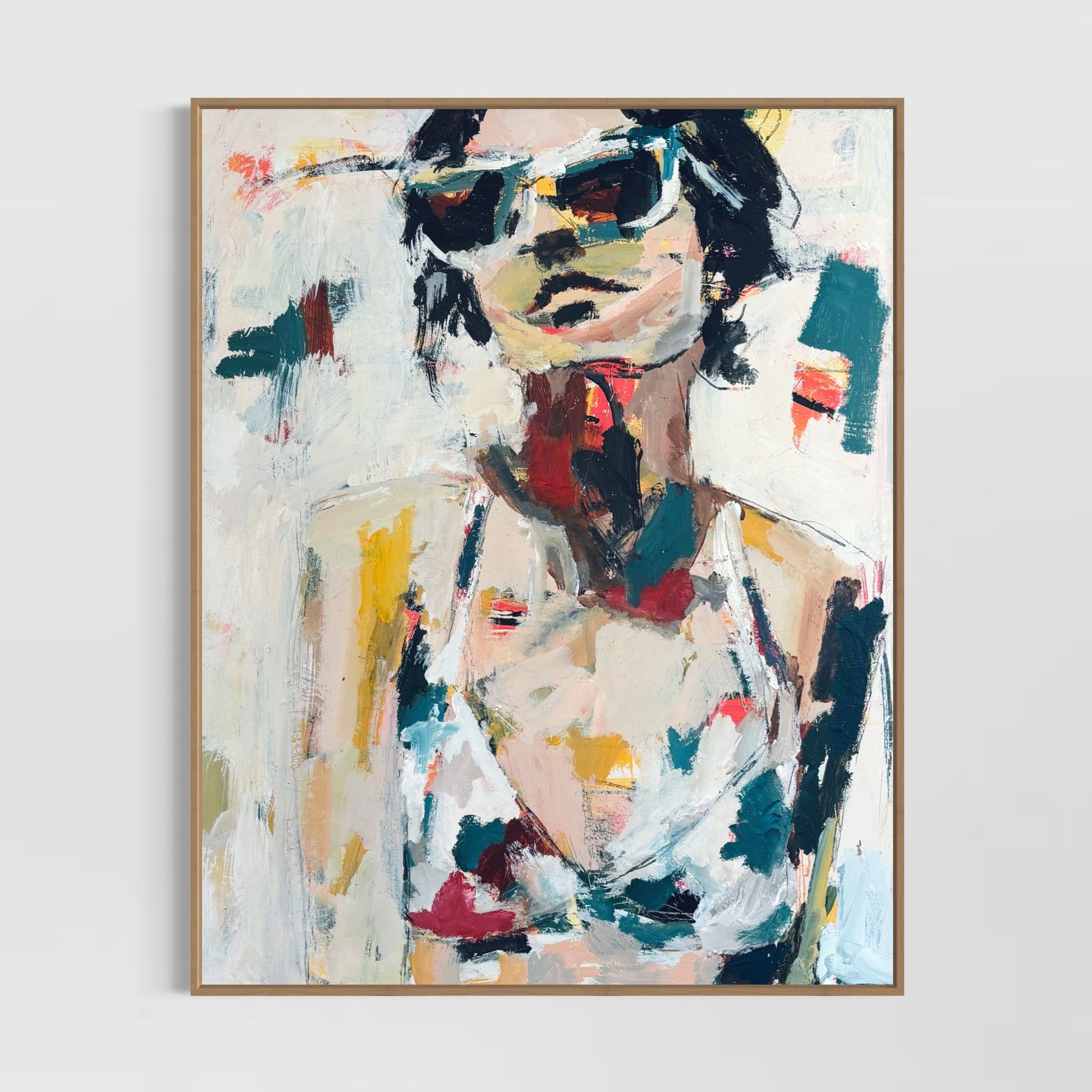 Selina - Abstract figurative portrait of woman, art by Australian Artist Rose Hewartson Original Abstract Painting on Canvas Framed 99x123 cm Statement Piece