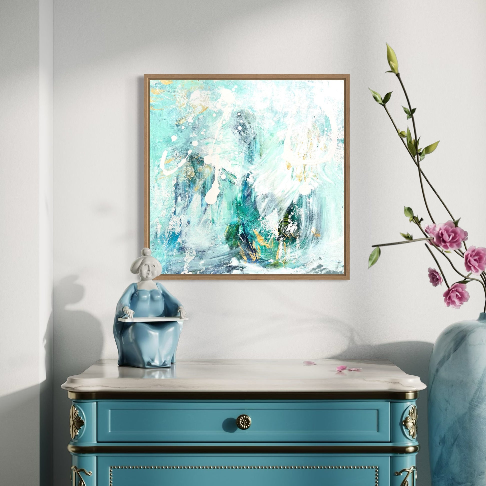 Serenity Exists - by Australian Artist Rose Hewartson Original Abstract Painting on Canvas Framed Statement Piece