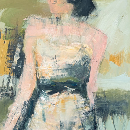 She Rises - Abstract figurative portrait of woman, art by Australian Artist Rose Hewartson Original Abstract Painting on Canvas Framed 99x123 cm Statement Piece