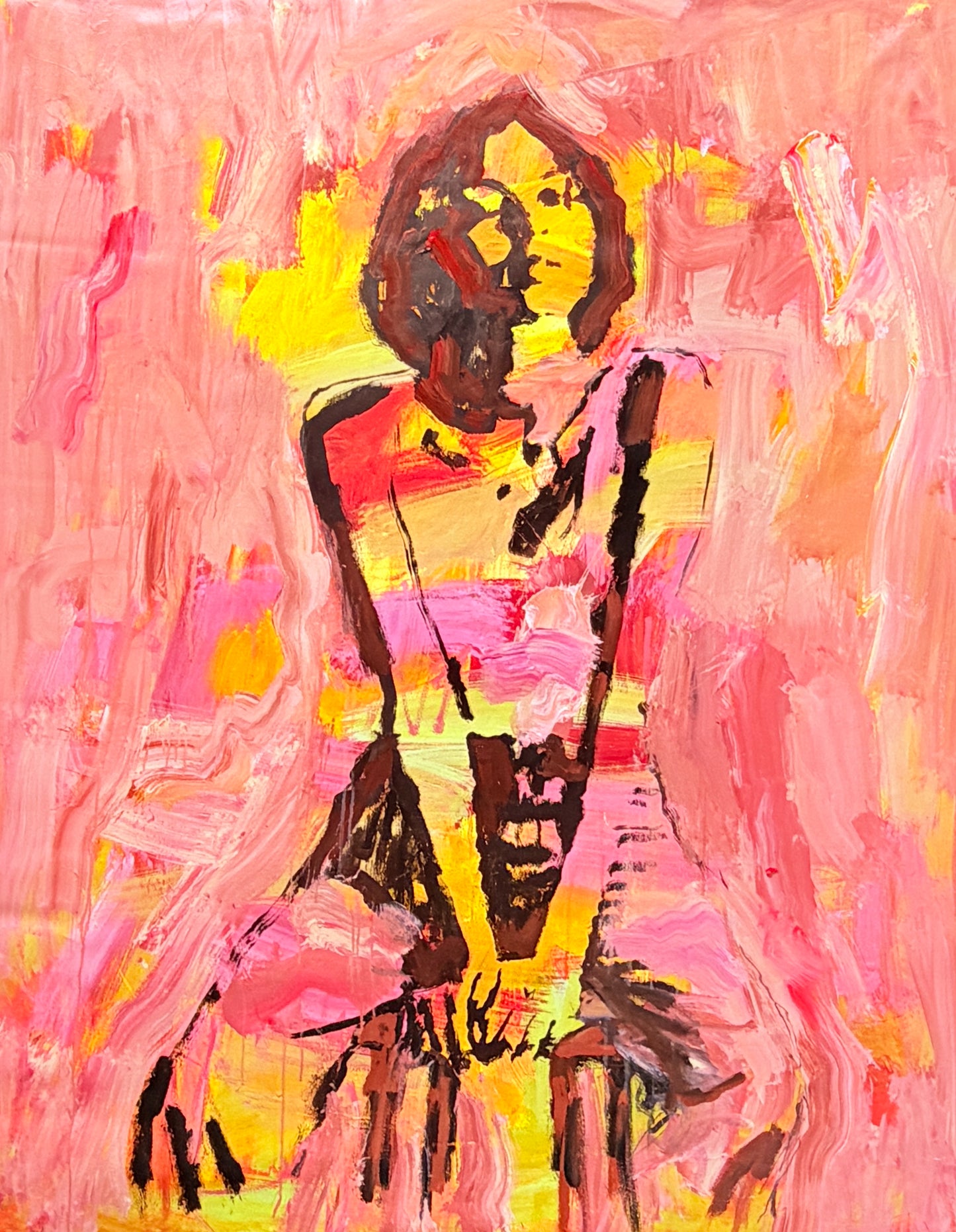 Slow Burn  - Abstract figurative portrait of woman, art by Australian Artist Rose Hewartson Original Abstract Painting on Canvas Framed Statement Piece