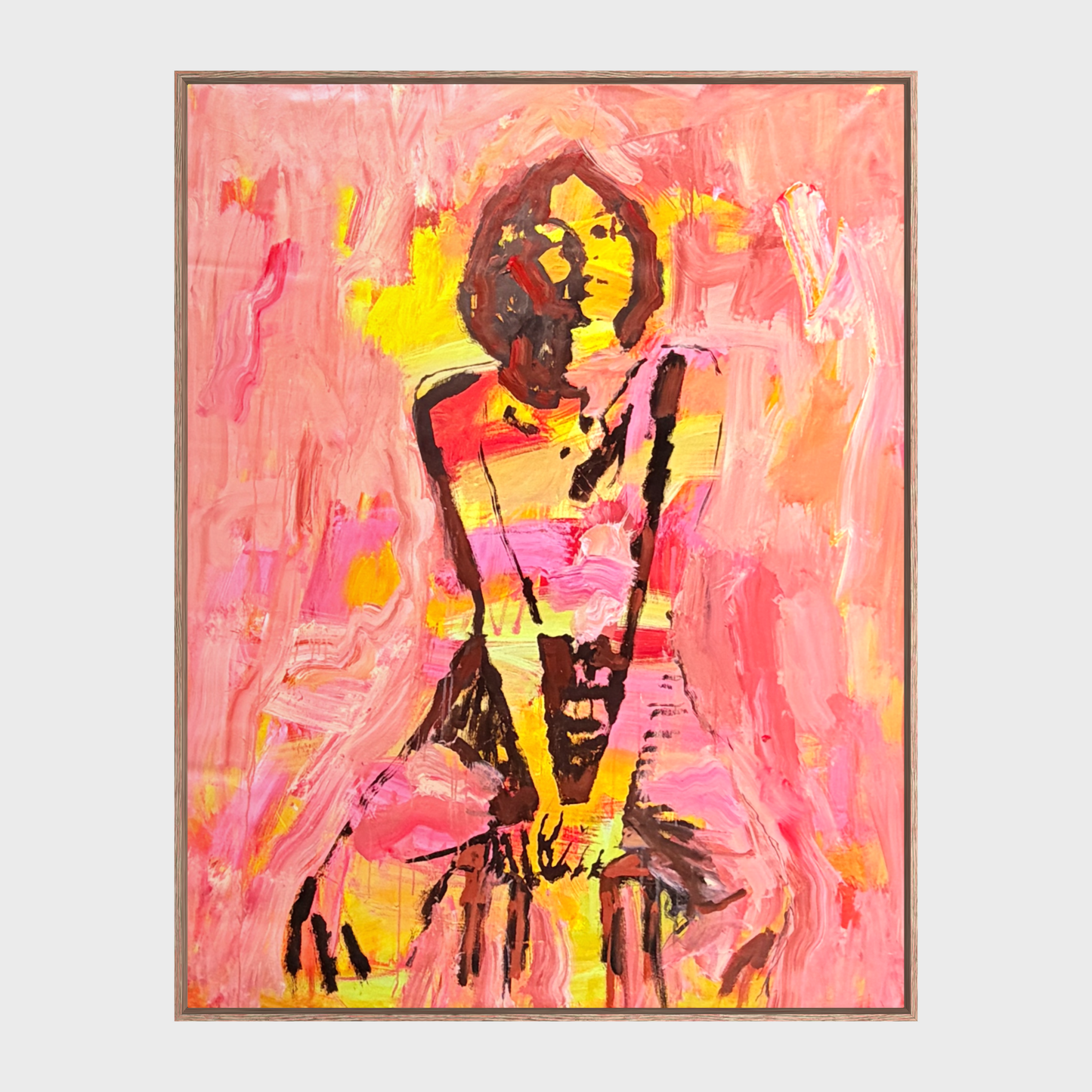 Slow Burn  - Abstract figurative portrait of woman, art by Australian Artist Rose Hewartson Original Abstract Painting on Canvas Framed Statement Piece