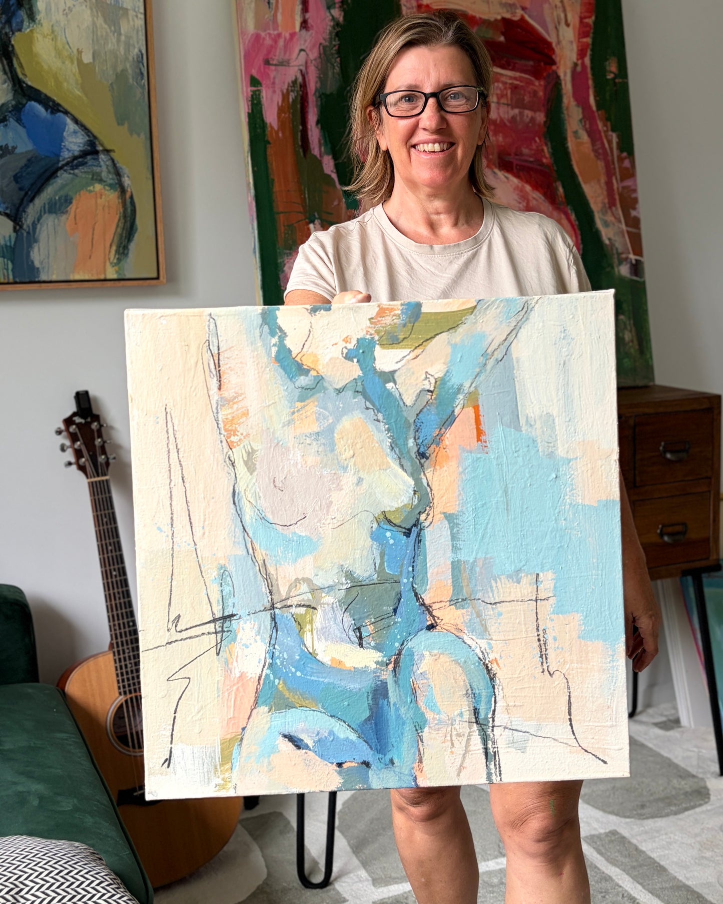 Split Second  - by Australian Artist Rose Hewartson Original Abstract Painting on Canvas