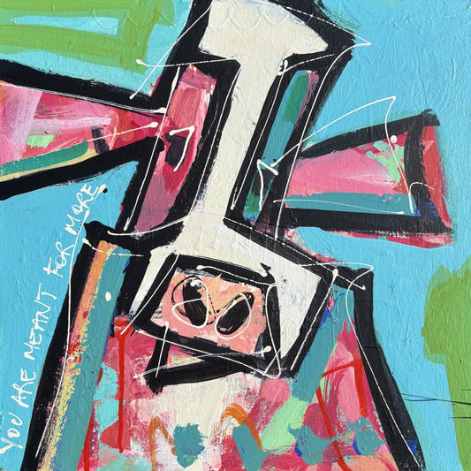 The Motley Crew No 1 - Abstract Cow by Australian Artist Rose Hewartson Original Abstract Painting on Canvas Framed 45 x 45cm cm Statement Piece