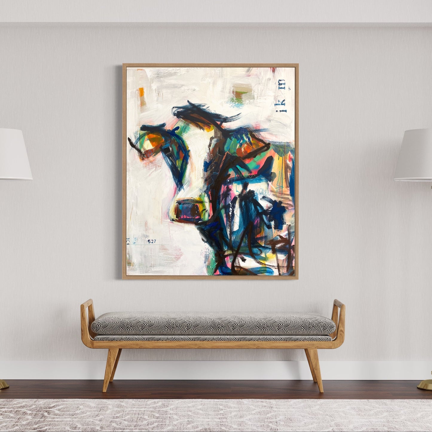 Buttercup - by Australian Artist Rose Hewartson Original Abstract Painting on Canvas Framed 96x123 cm Statement Piece